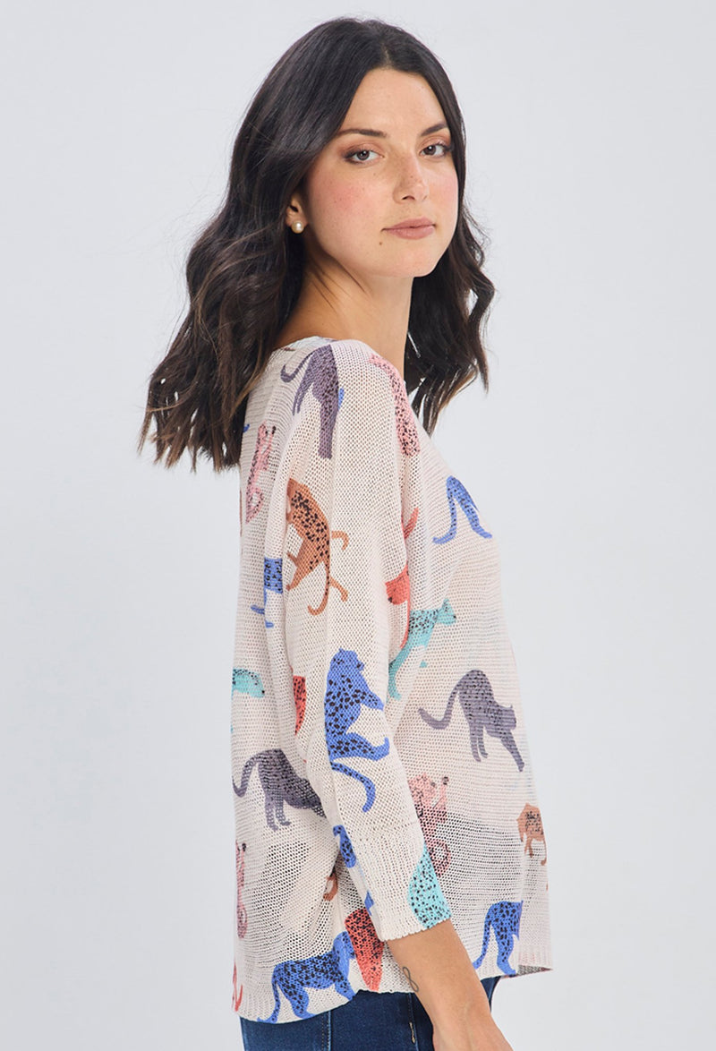 Blusa Tejida Estampado Leopardo NEW