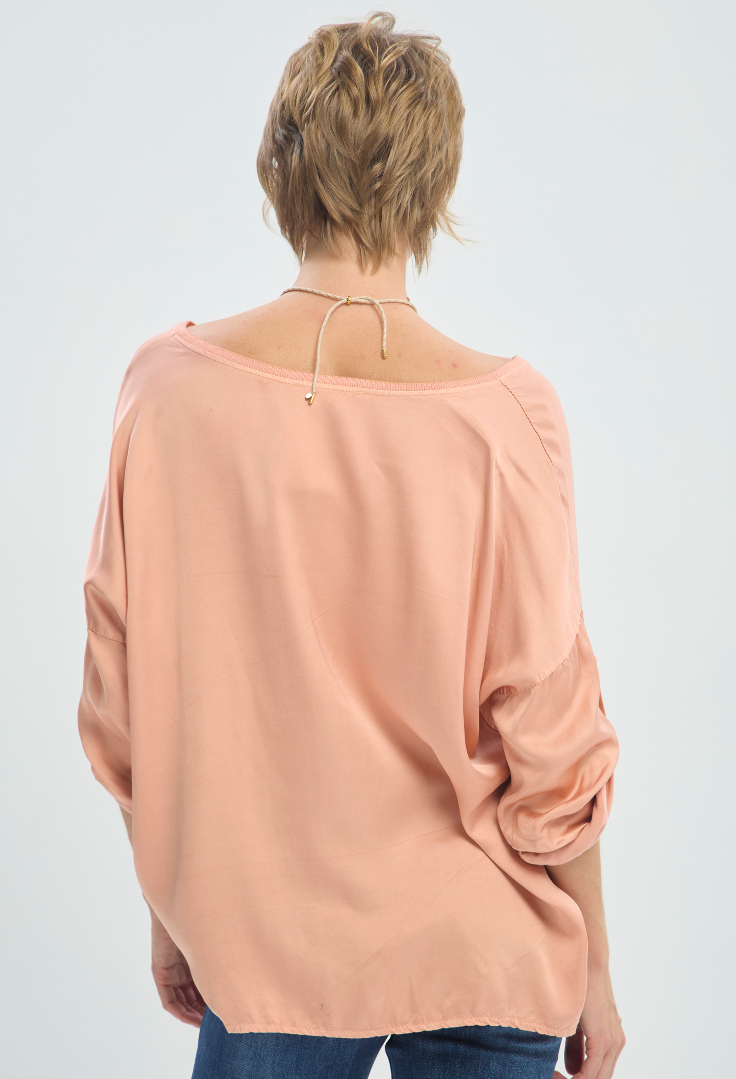 Blusa Manga Larga Rosa en Viscosa y Seda BYBLA - vista 3