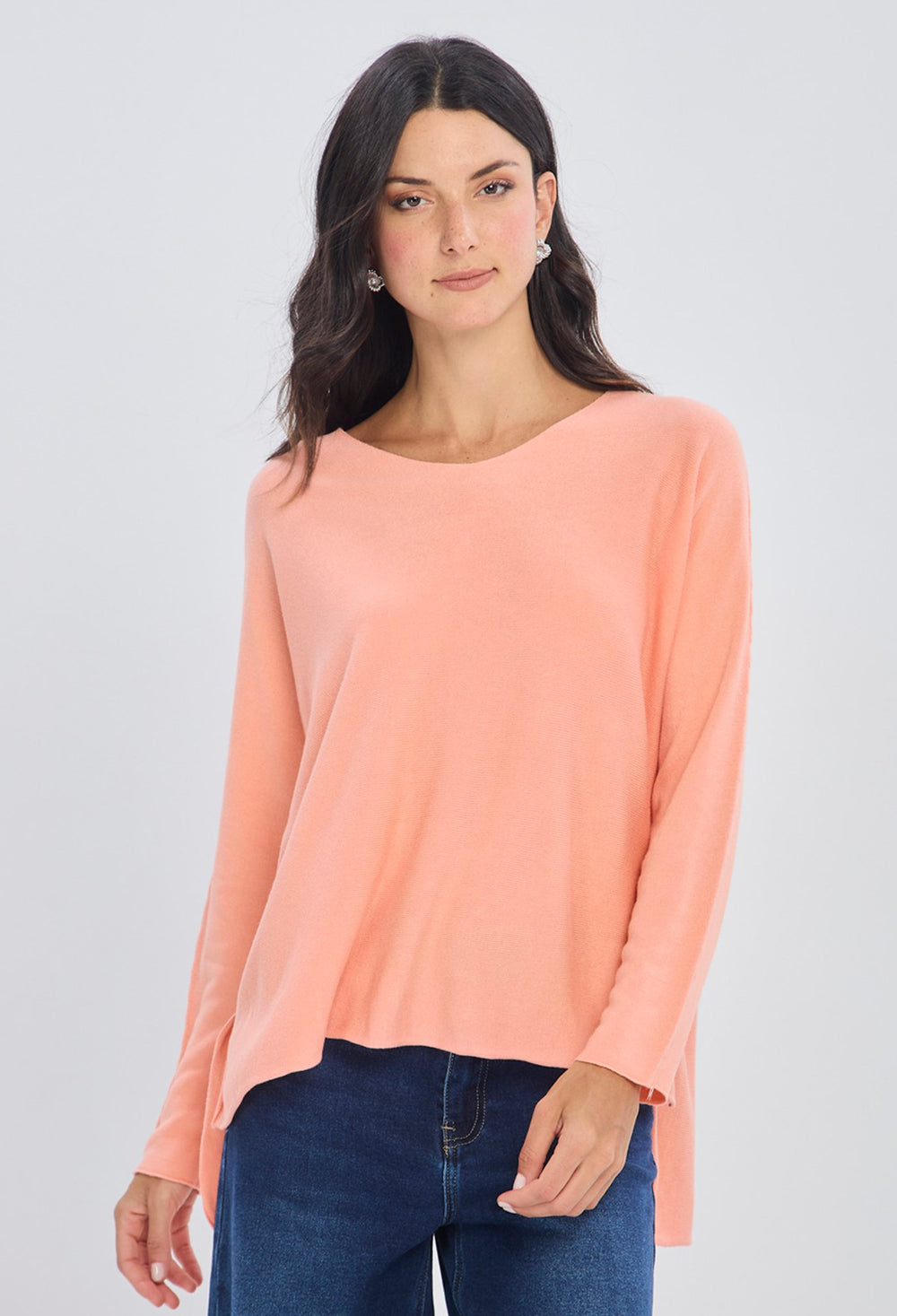 Blusa salmon manga larga oversize en viscosa para mujer BYBLA