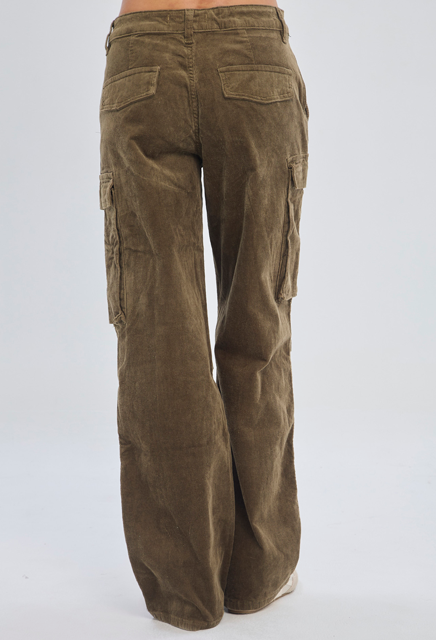 Pantalón recto verde militar cargo en algodón con elastano para mujer - vista 4