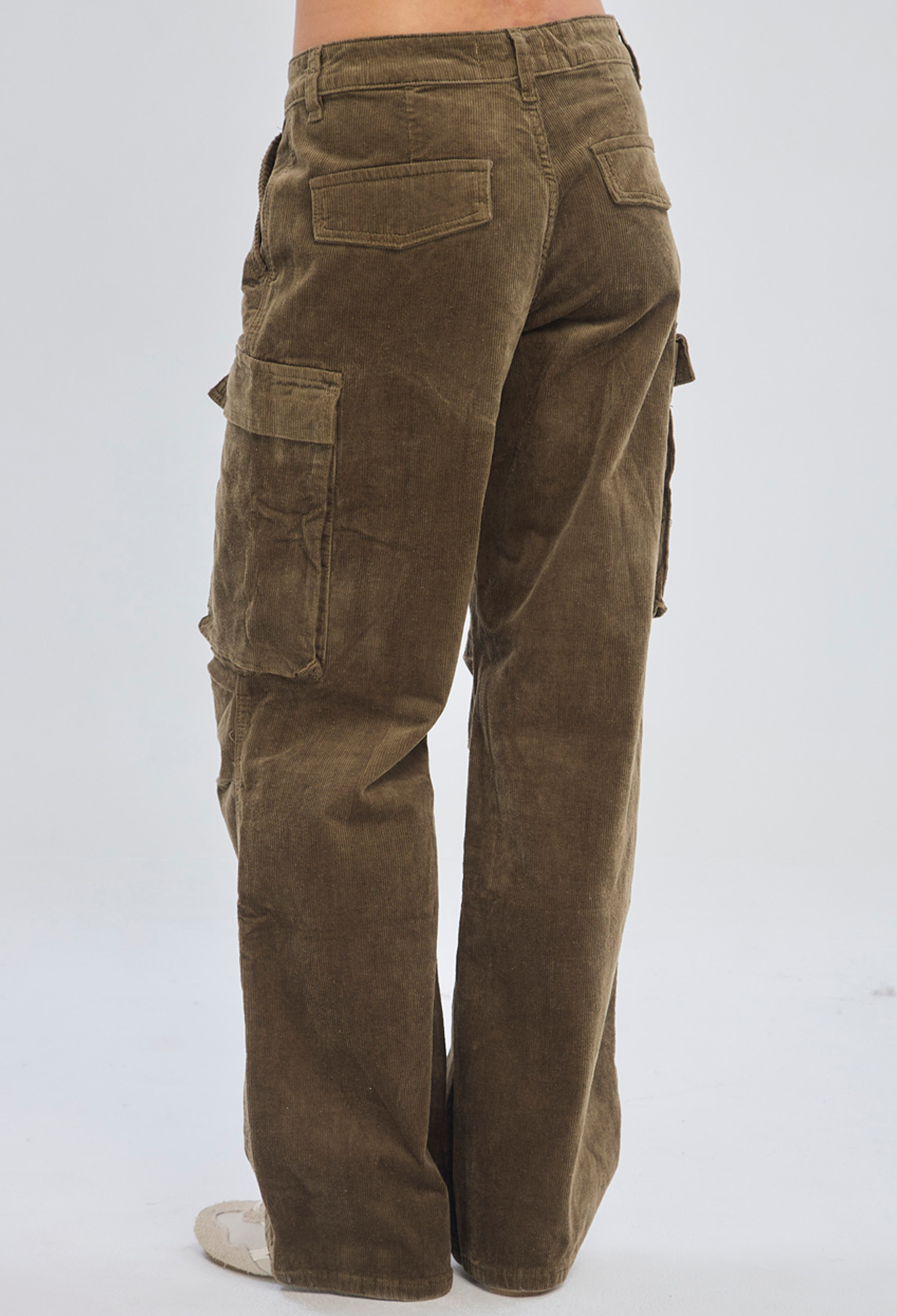 Pantalón recto verde militar cargo en algodón con elastano para mujer - vista 5