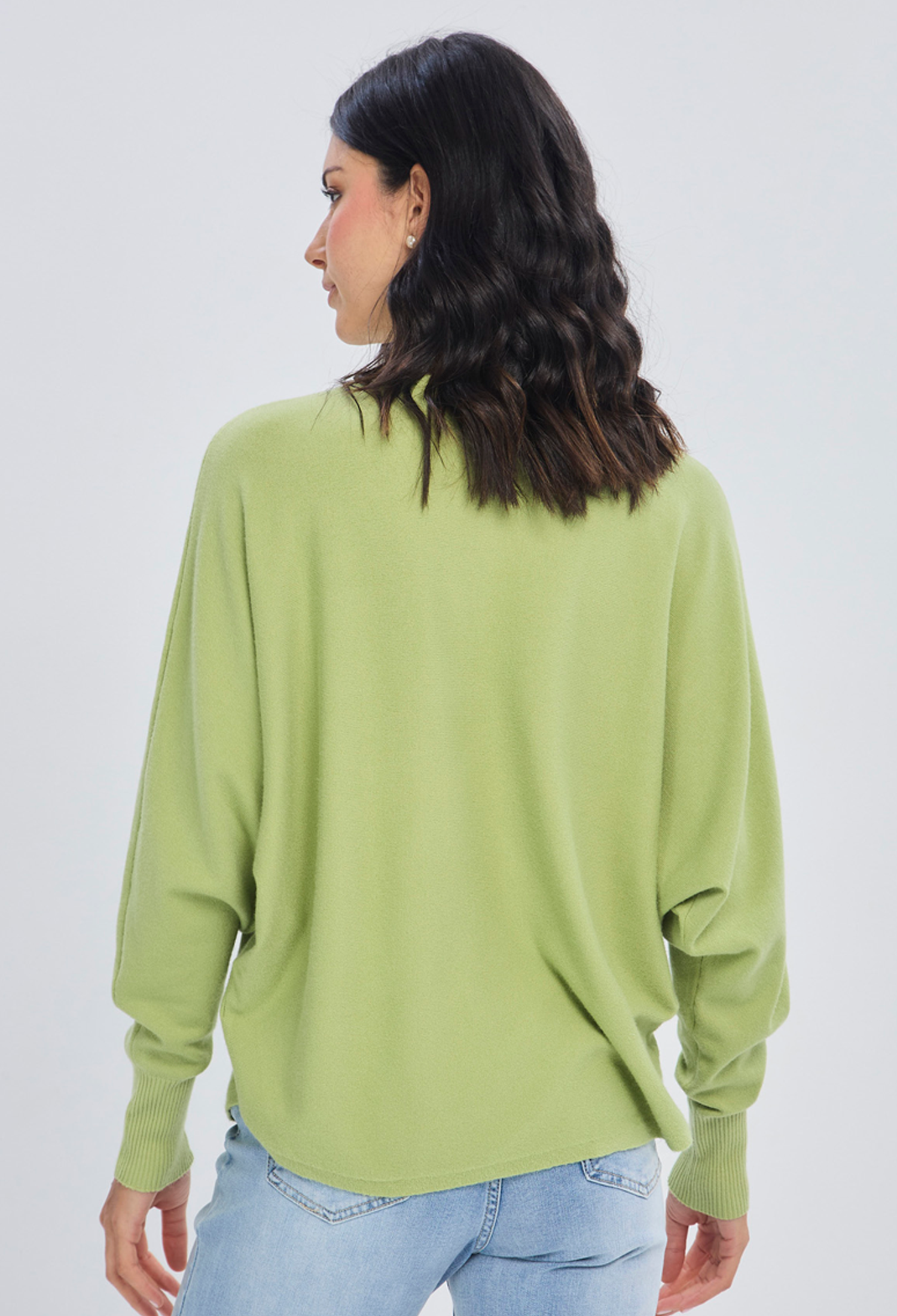 Blusa tejida verde textura punto en viscosa y poliamida para mujer - vista 3