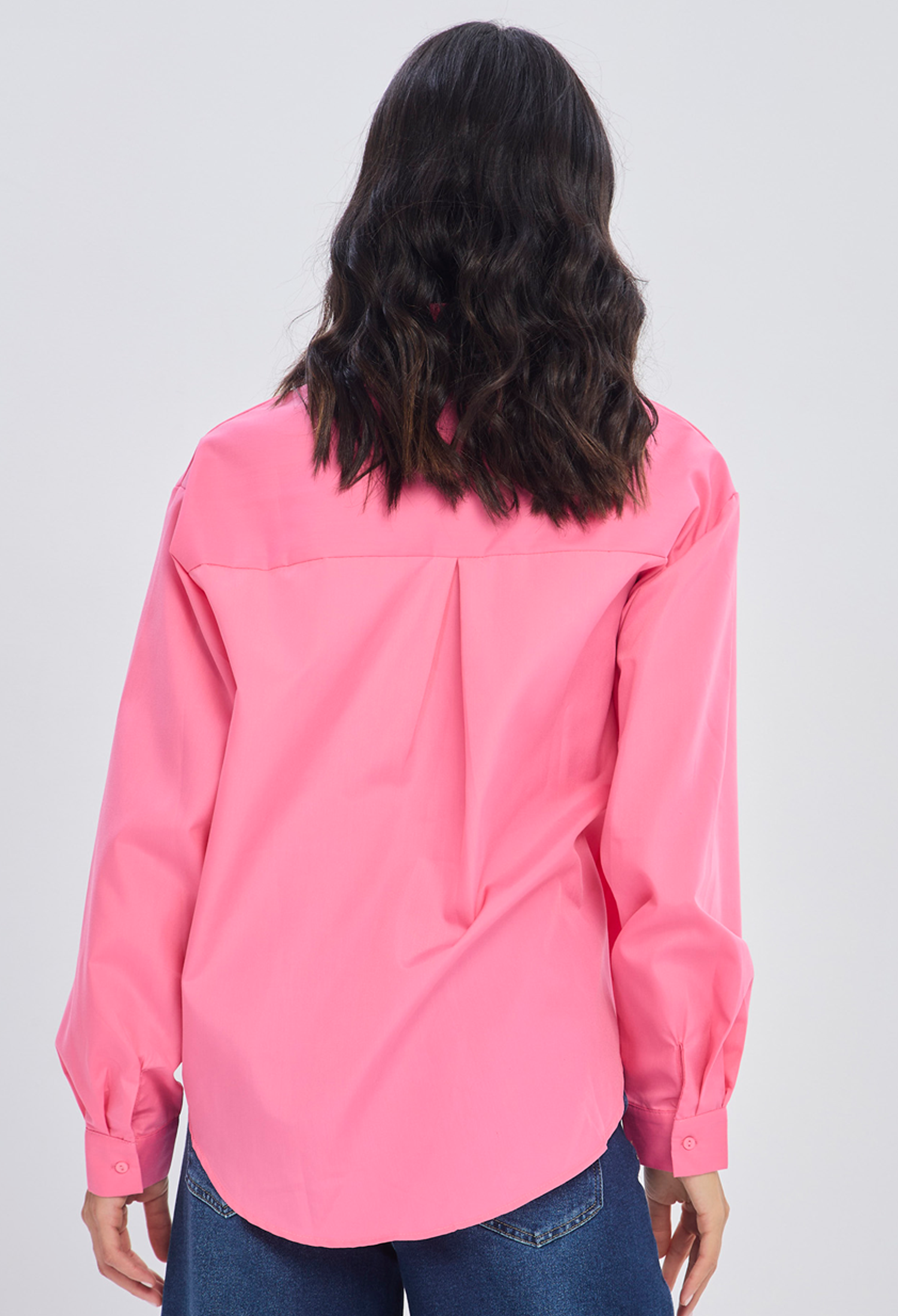 Blusa fluida fucsia cuello drapeado en viscosa para mujer silueta elegante - vista 3