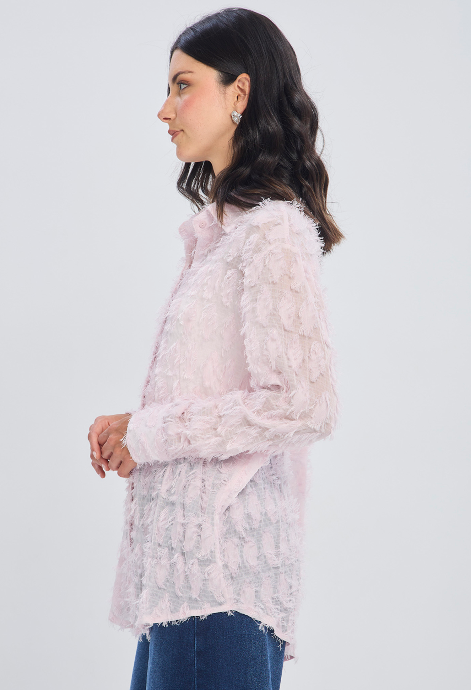 Blusa rosada holgada con largo diferenciado en poliéster para mujer - vista 2