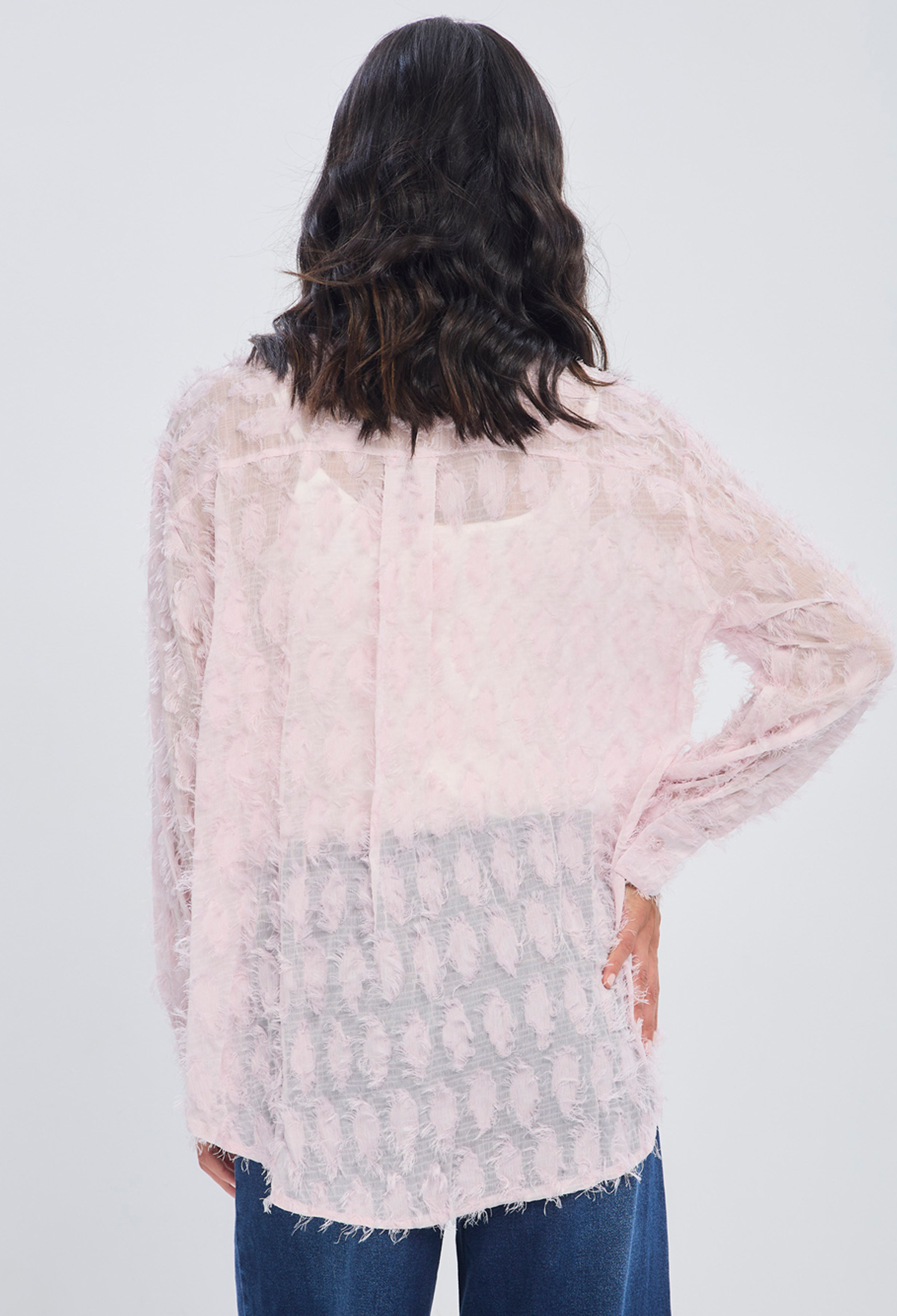 Blusa rosada holgada con largo diferenciado en poliéster para mujer - vista 4