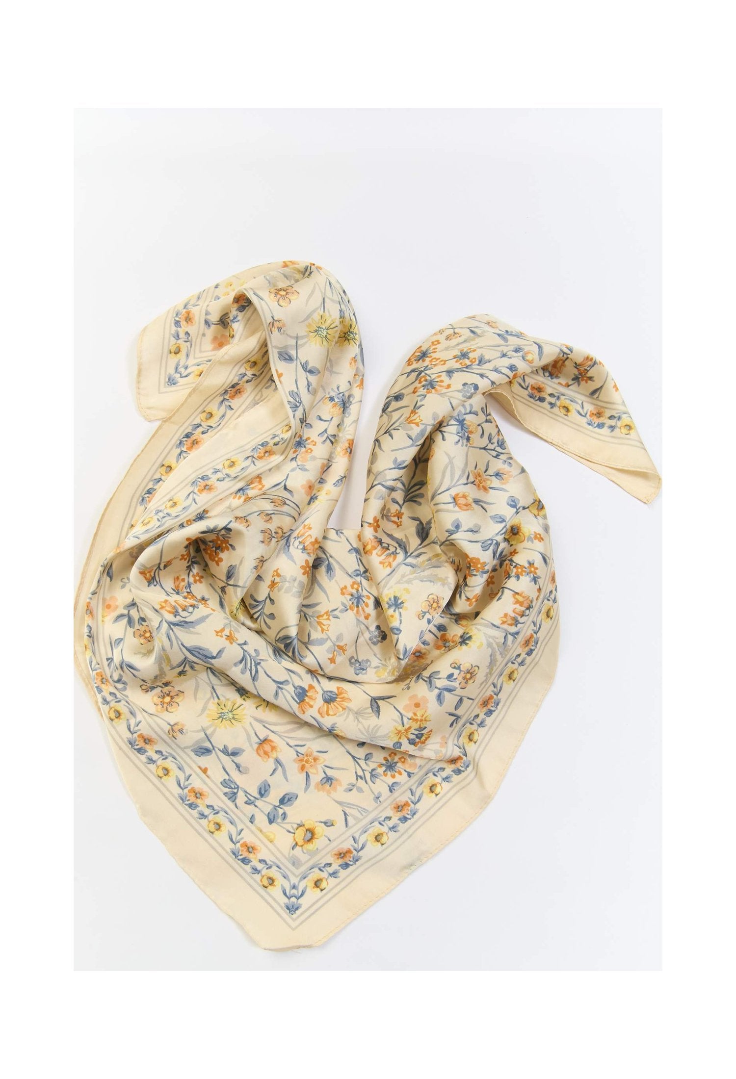Pañoleta multiuso kaki con estampado floral