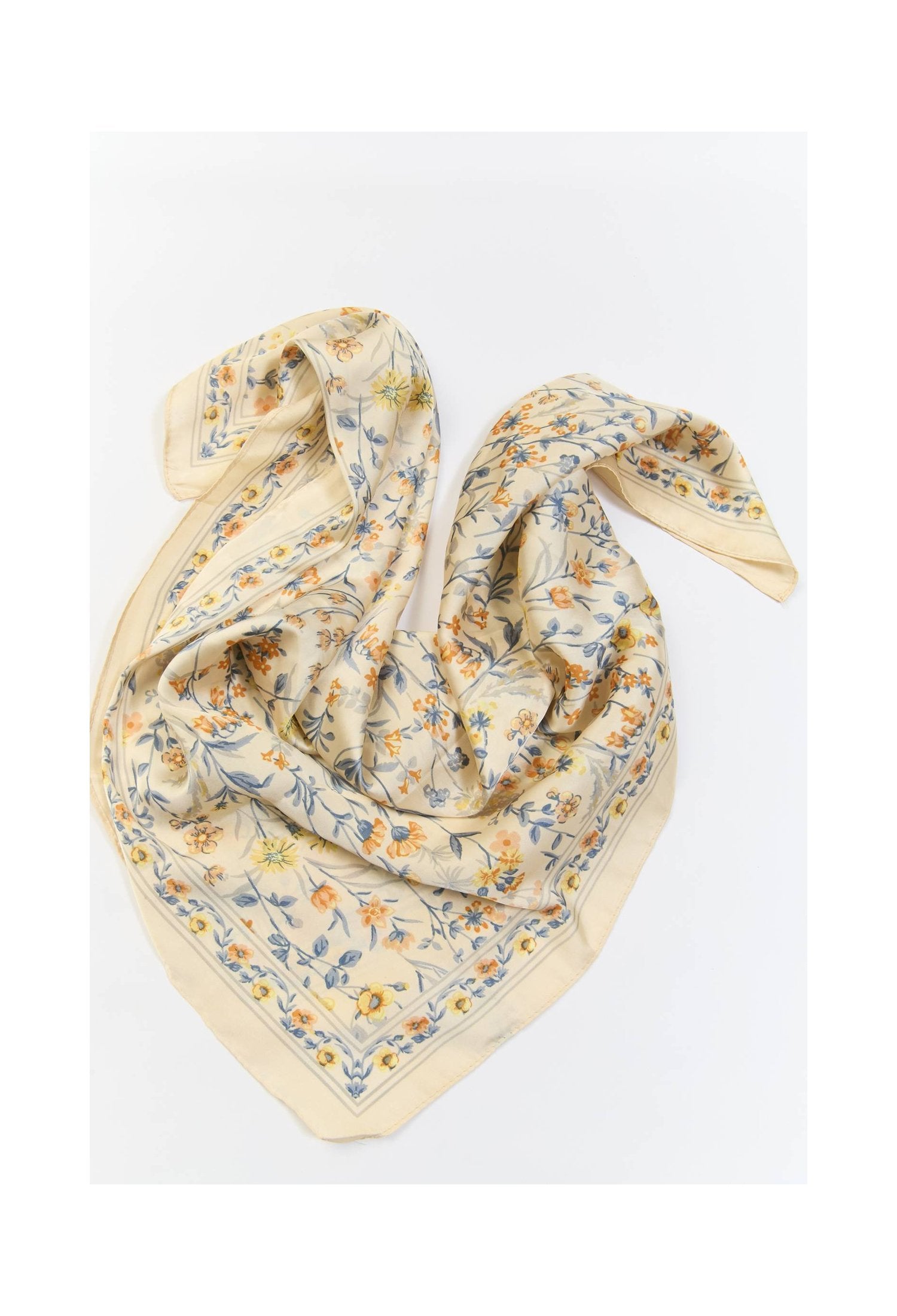 Pañoleta multiuso kaki con estampado floral - vista 2