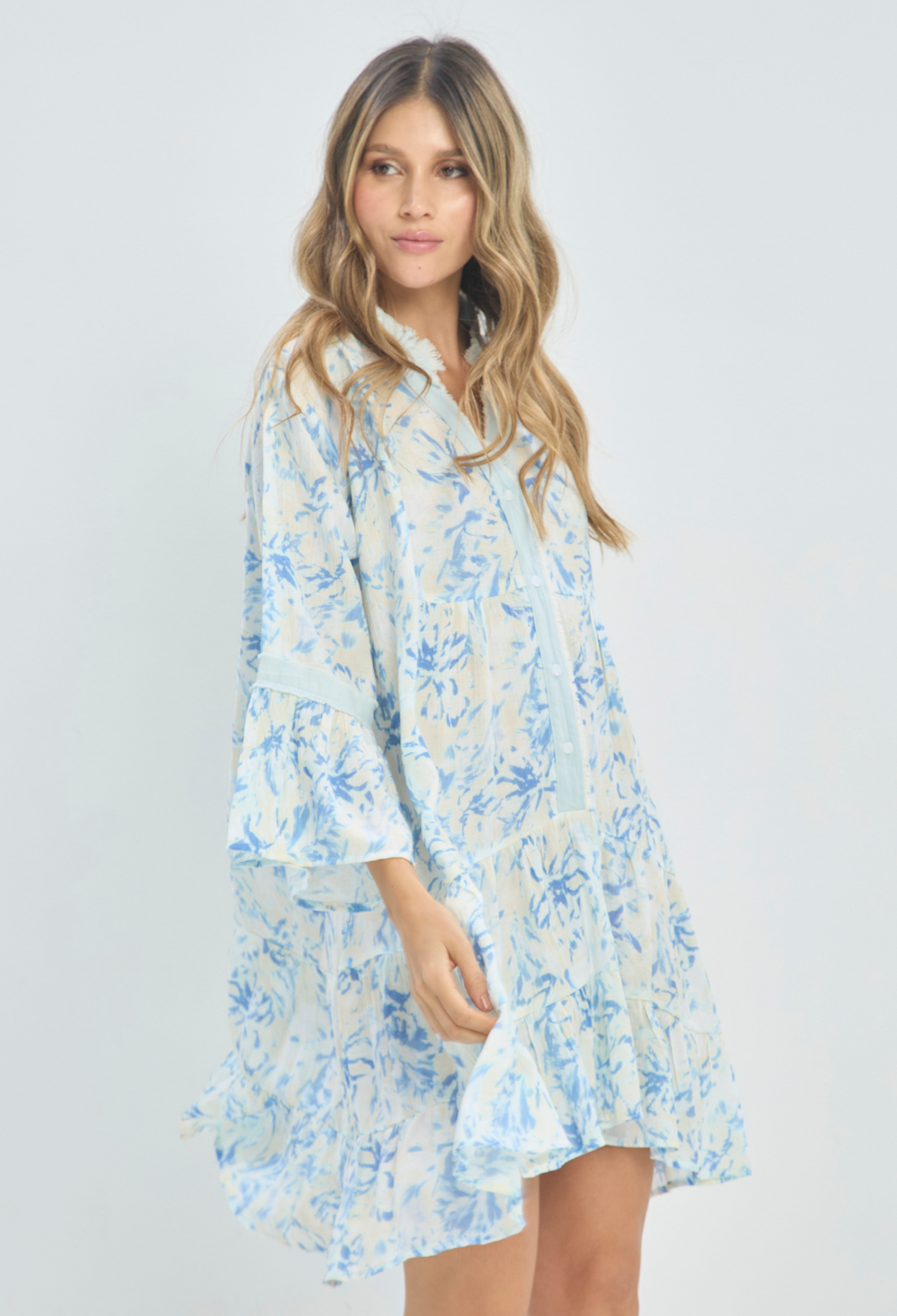 Vestido Corto Estampado Azul BYBLA