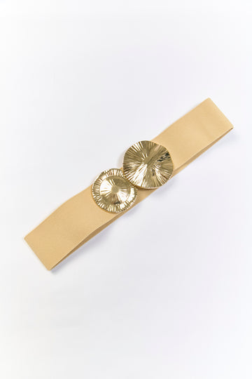 Cinturón Hebilla Beige Dorado