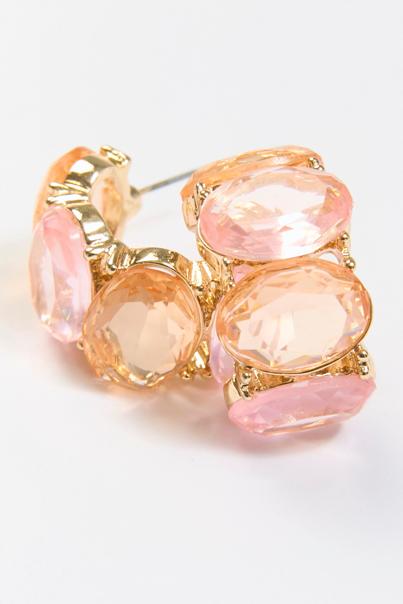 Aretes Argolla Abierta Óvalo Cristal Rosa BYBLA