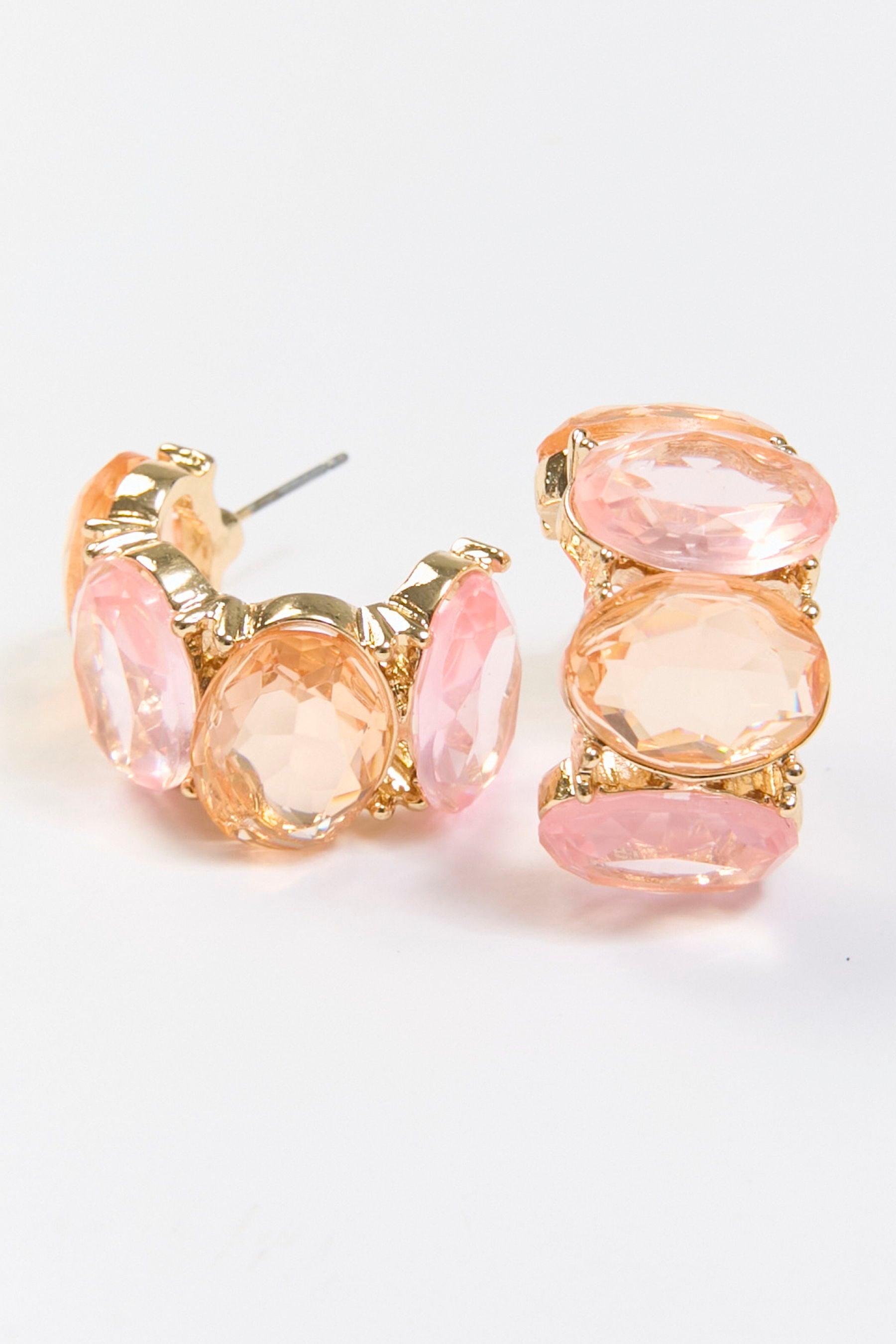 Aretes Argolla Abierta Óvalo Cristal Rosa BYBLA - vista 2