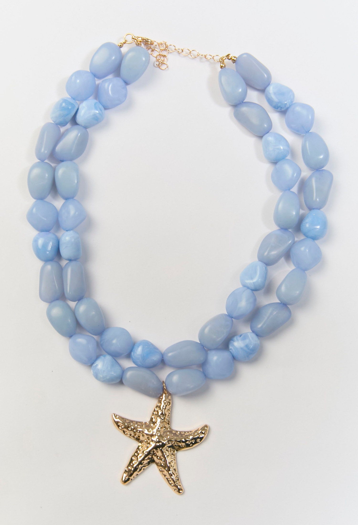 Collar multicapas azul con cuentas y dije de estrella de mar - vista 2