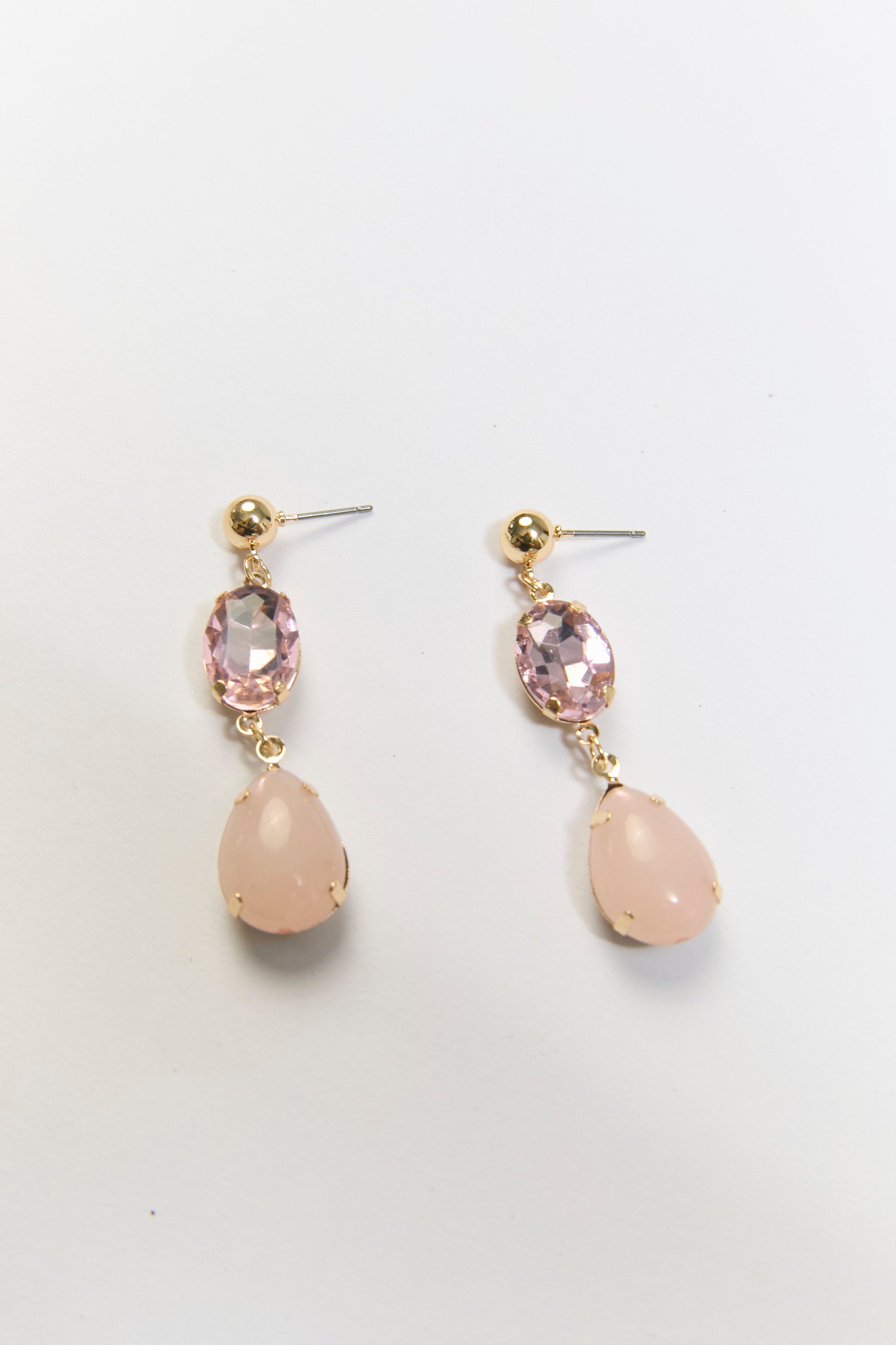 Aretes Colgantes Lágrima Cristal Rosa BYBLA - vista 2