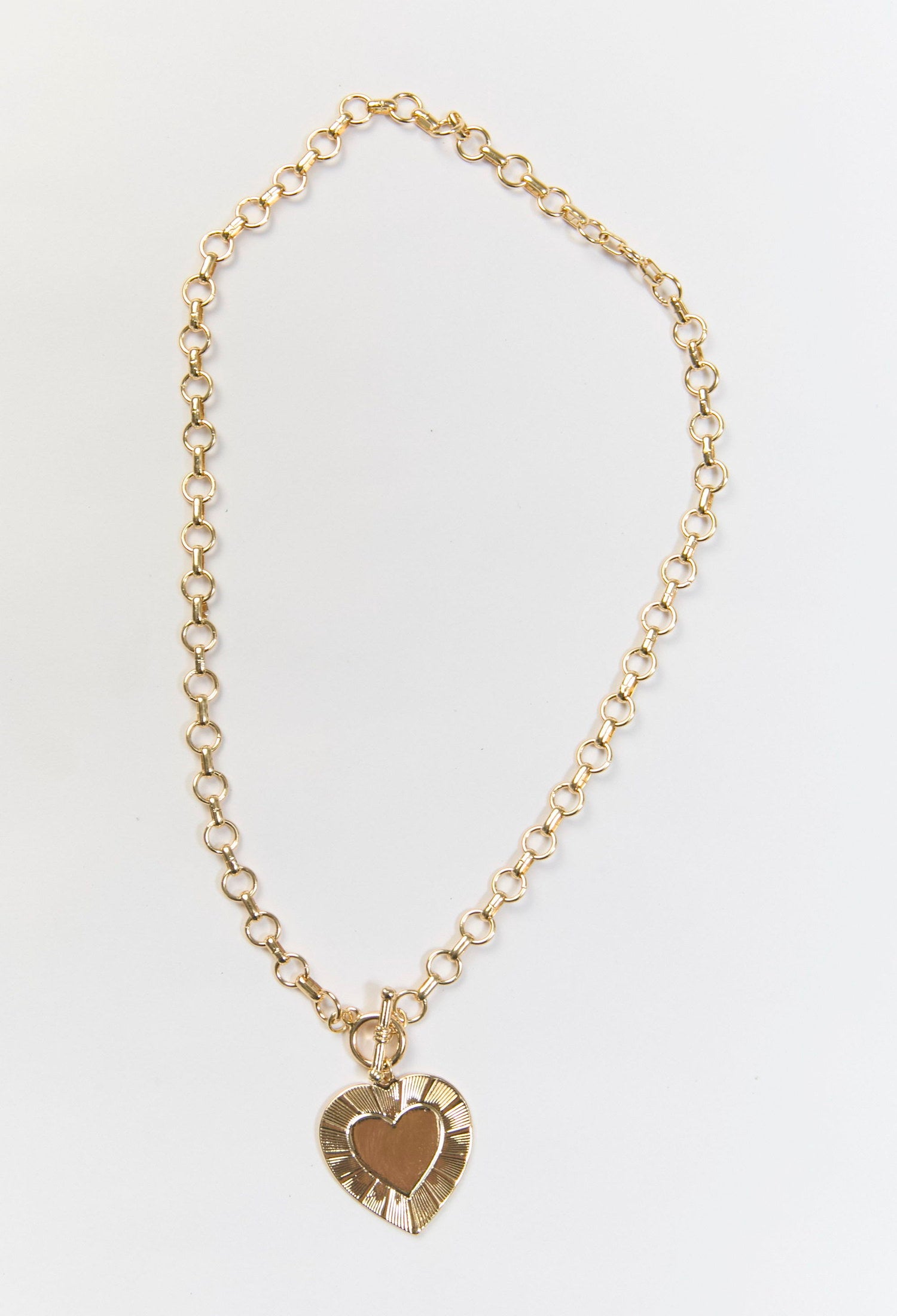 Collar largo dorado tipo bolero en acero inoxidable con dije de corazon caja - vista 2