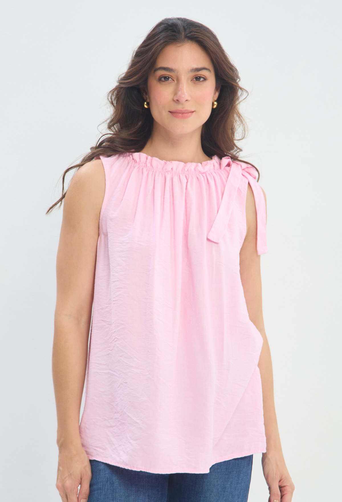 Blusa Cuello Fruncido Lazo NEW