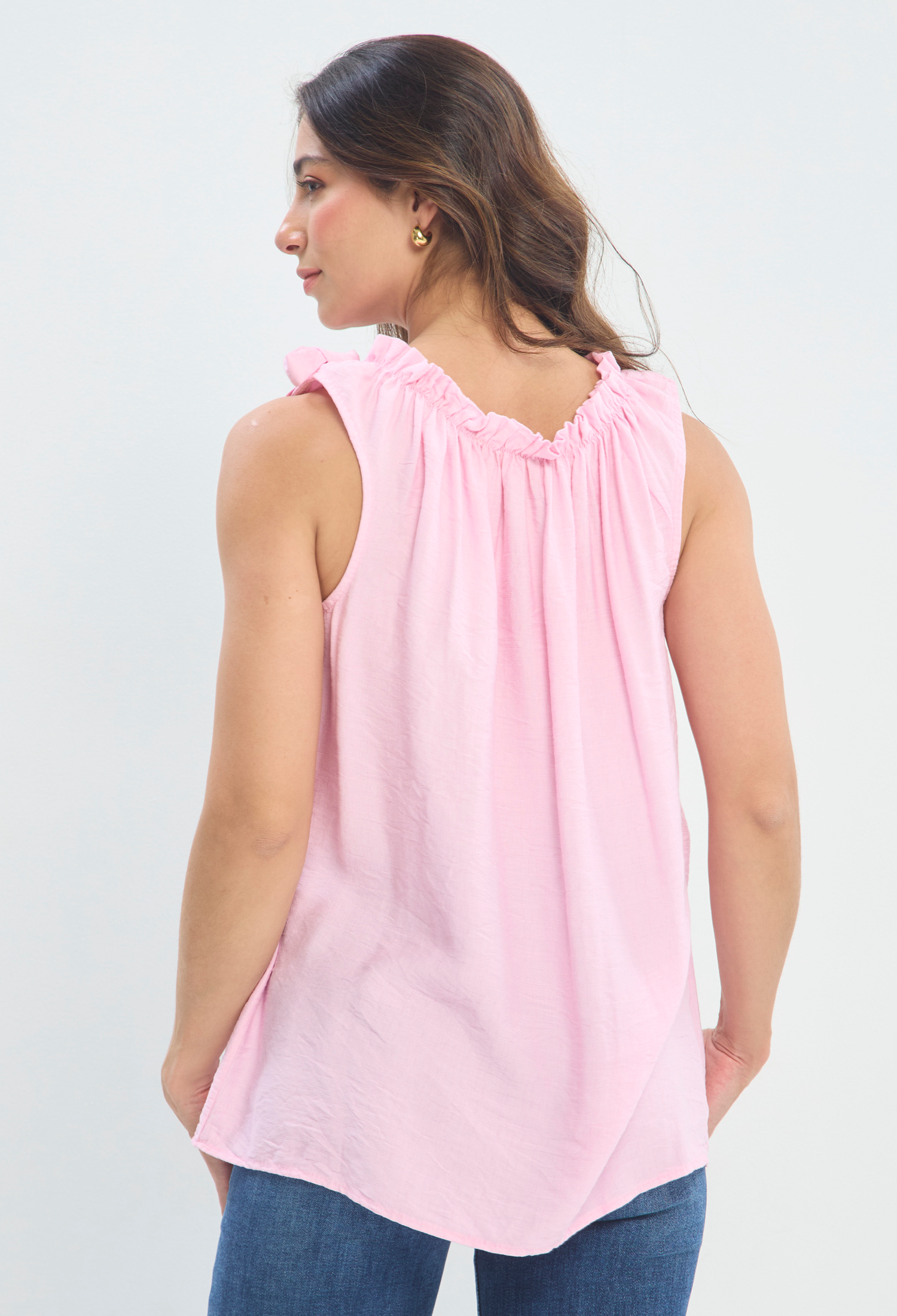Blusa Cuello Fruncido Lazo NEW