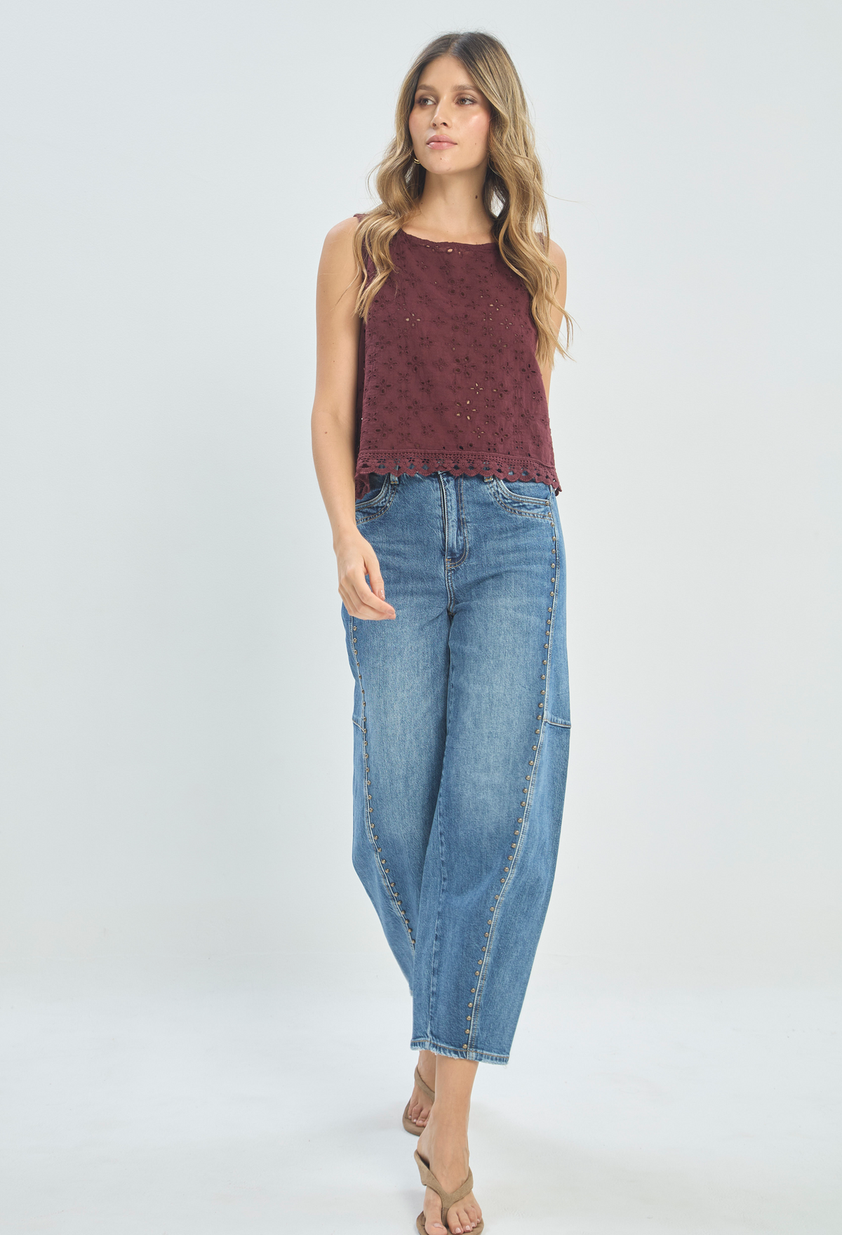 Jean Barrel con Taches Azul Medio BYBLA - vista 4