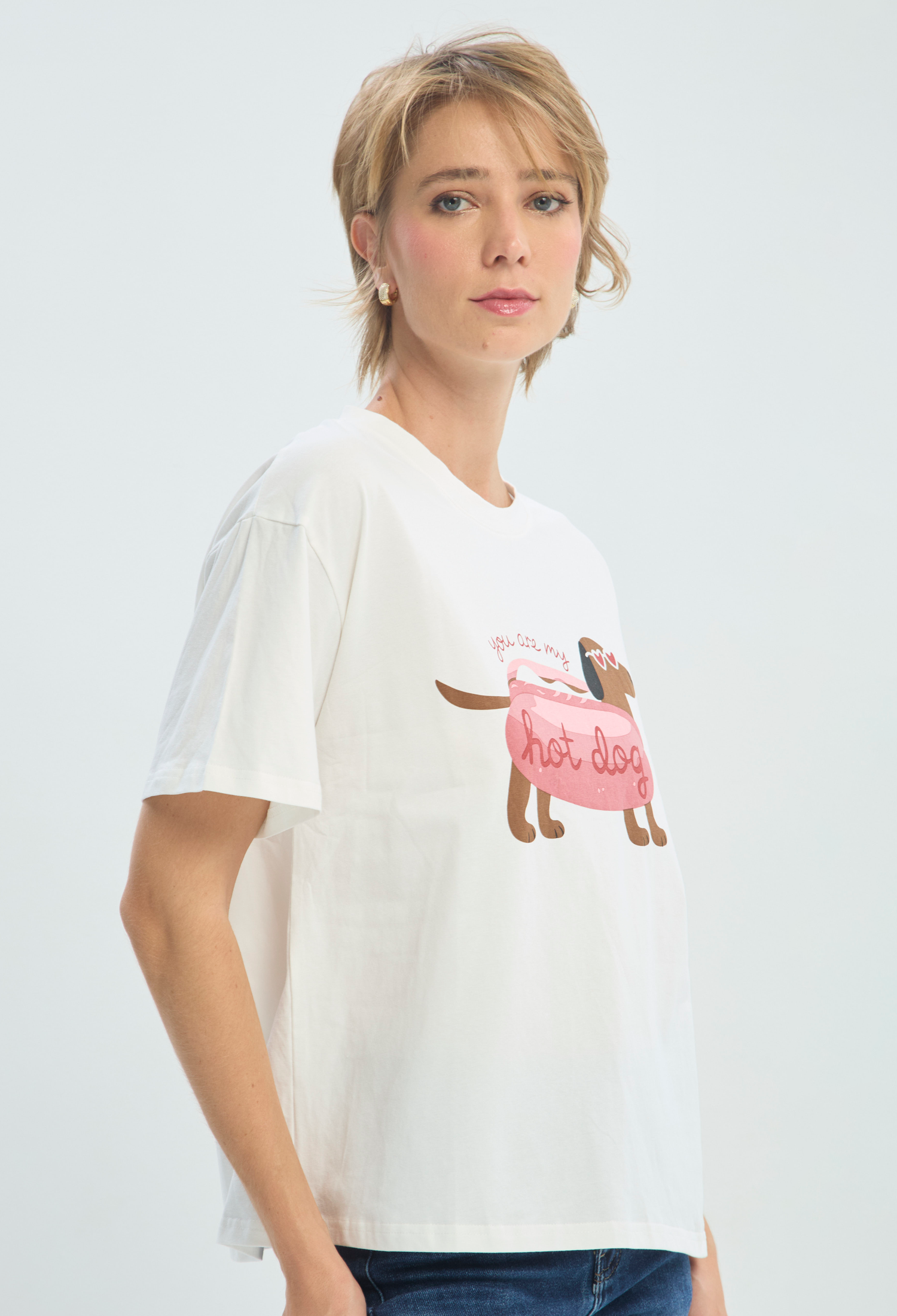 Camiseta Blanca Estampado Hot Dog BYBLA - vista 2