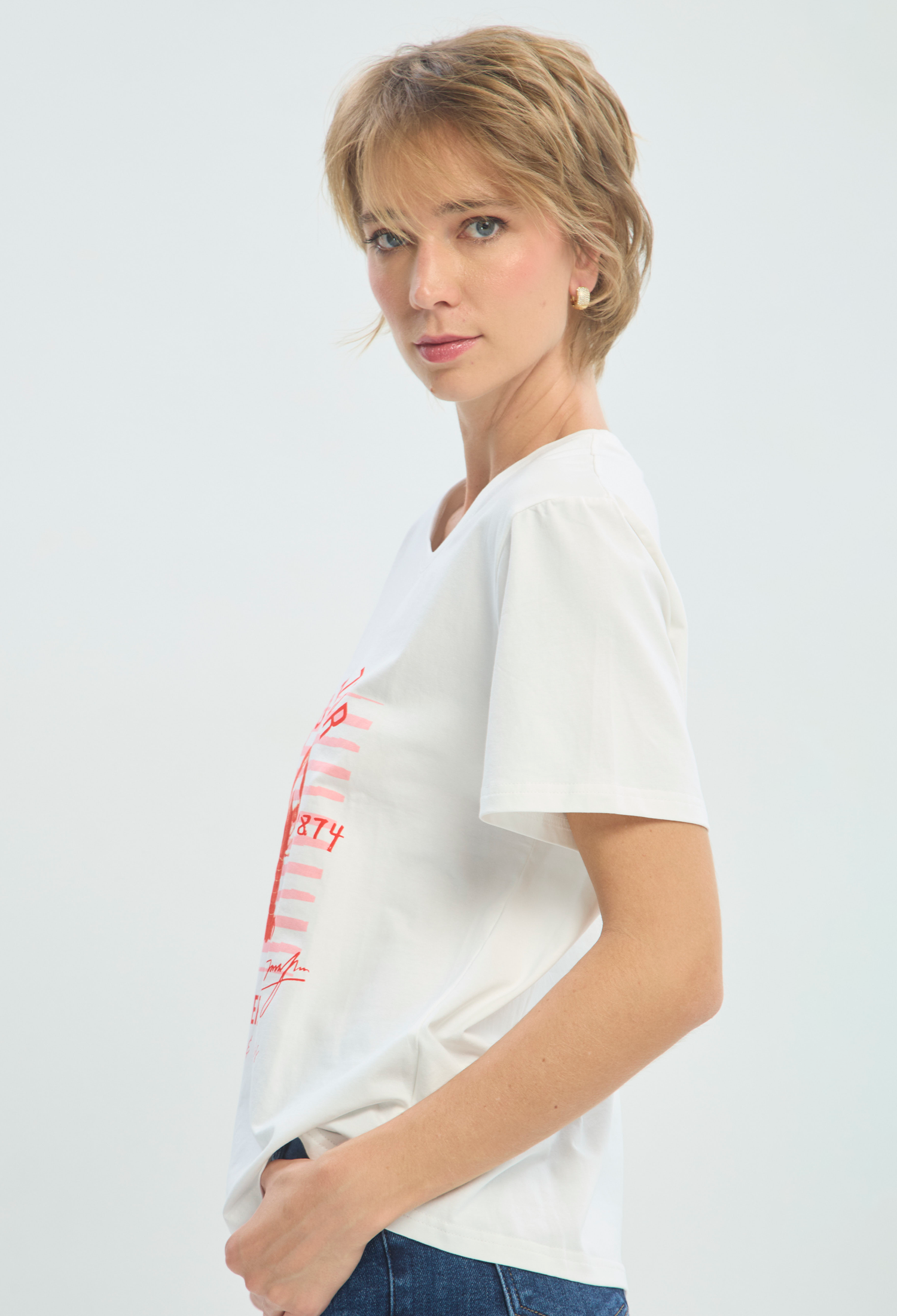 Camiseta Blanca Estampado Côte d'Azur BYBLA - vista 2