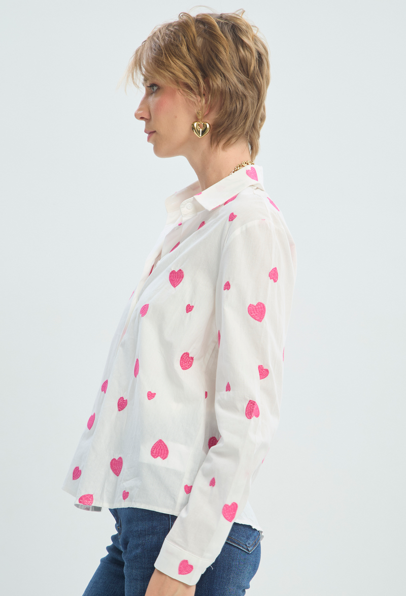 Blusa Manga Larga Blanca Corazones BYBLA - vista 2