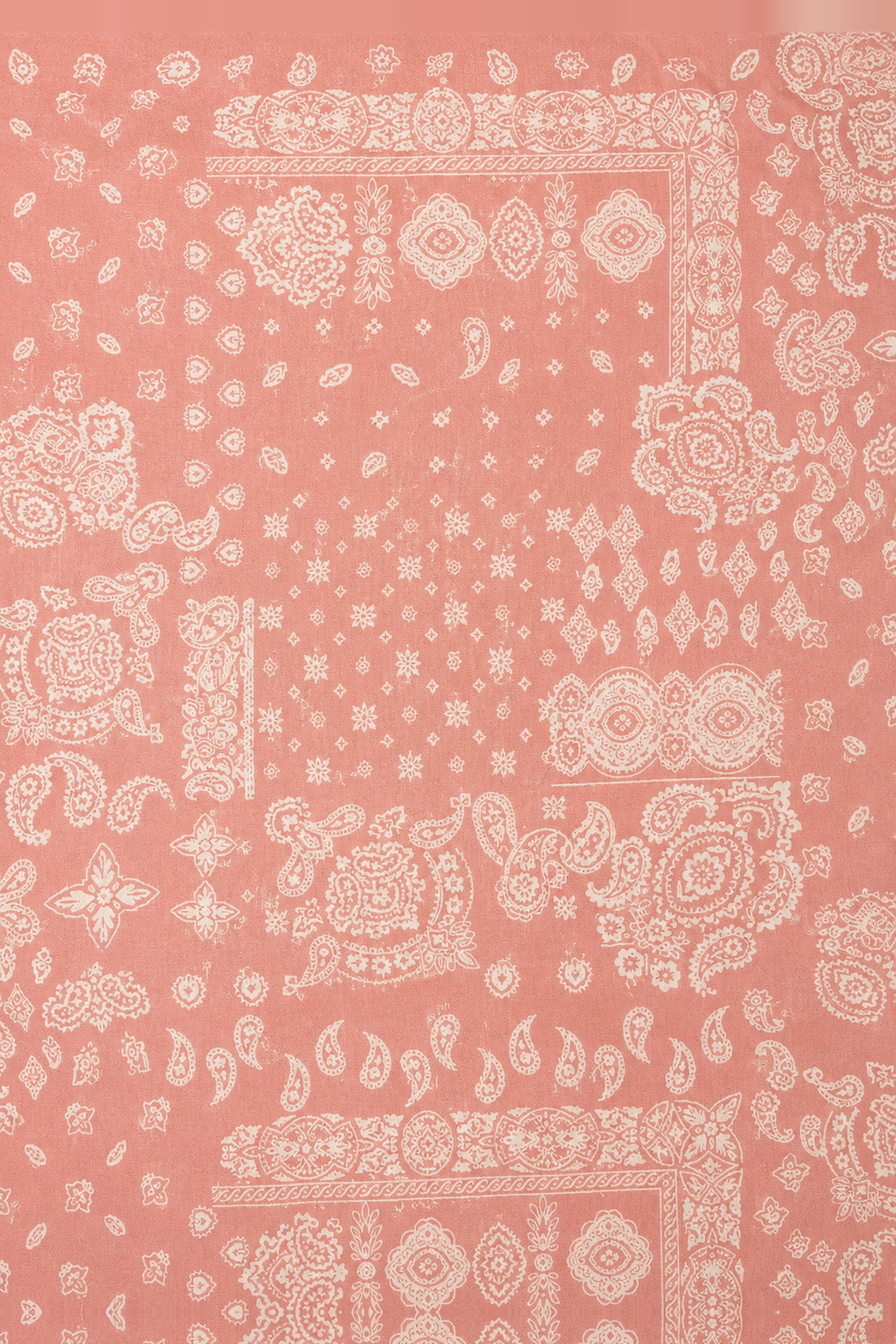 Pañoleta de algodón con estampado paisley tono sobre tono - Rosas