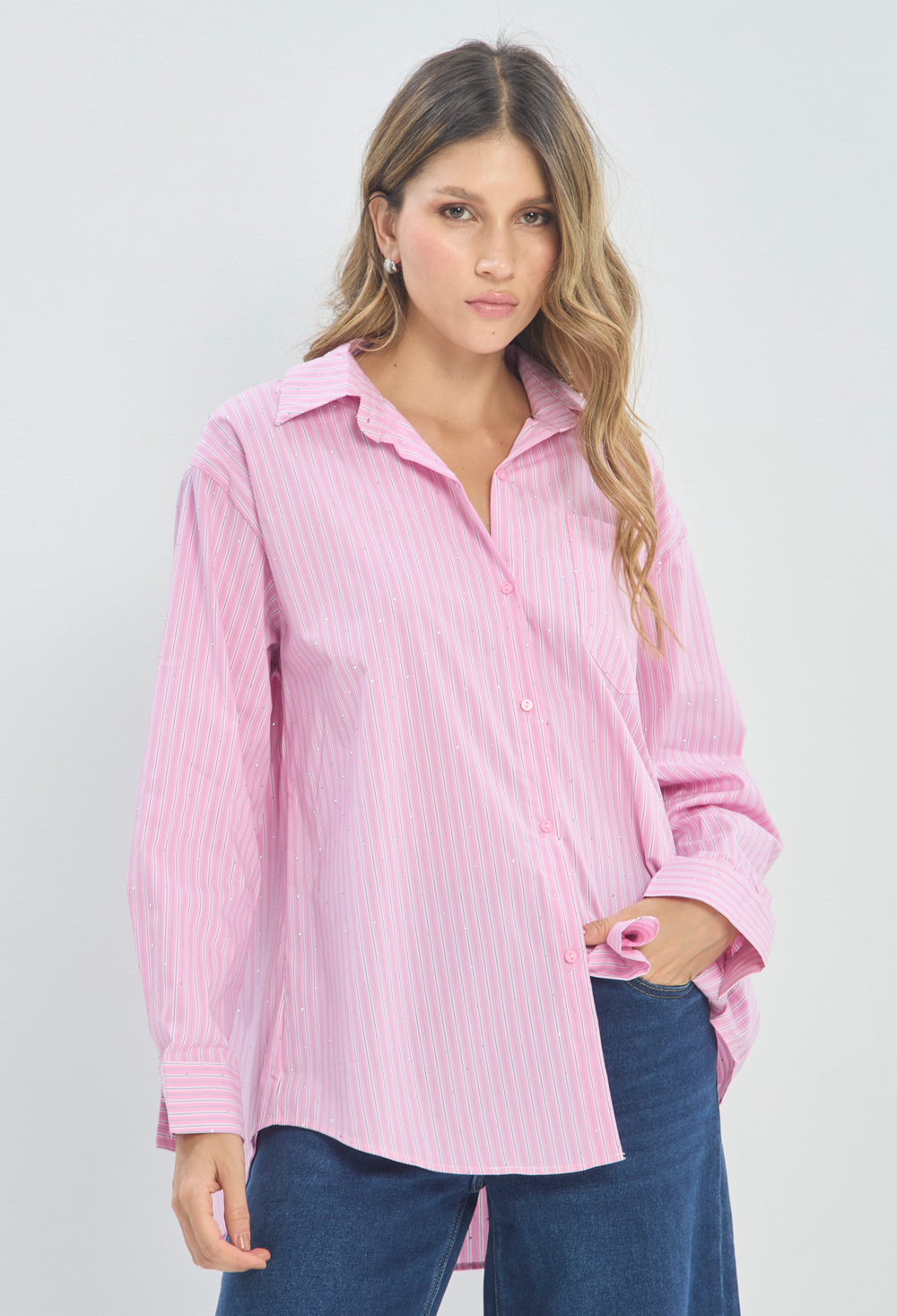 Blusa Manga Larga Rayas con Brillos BYBLA