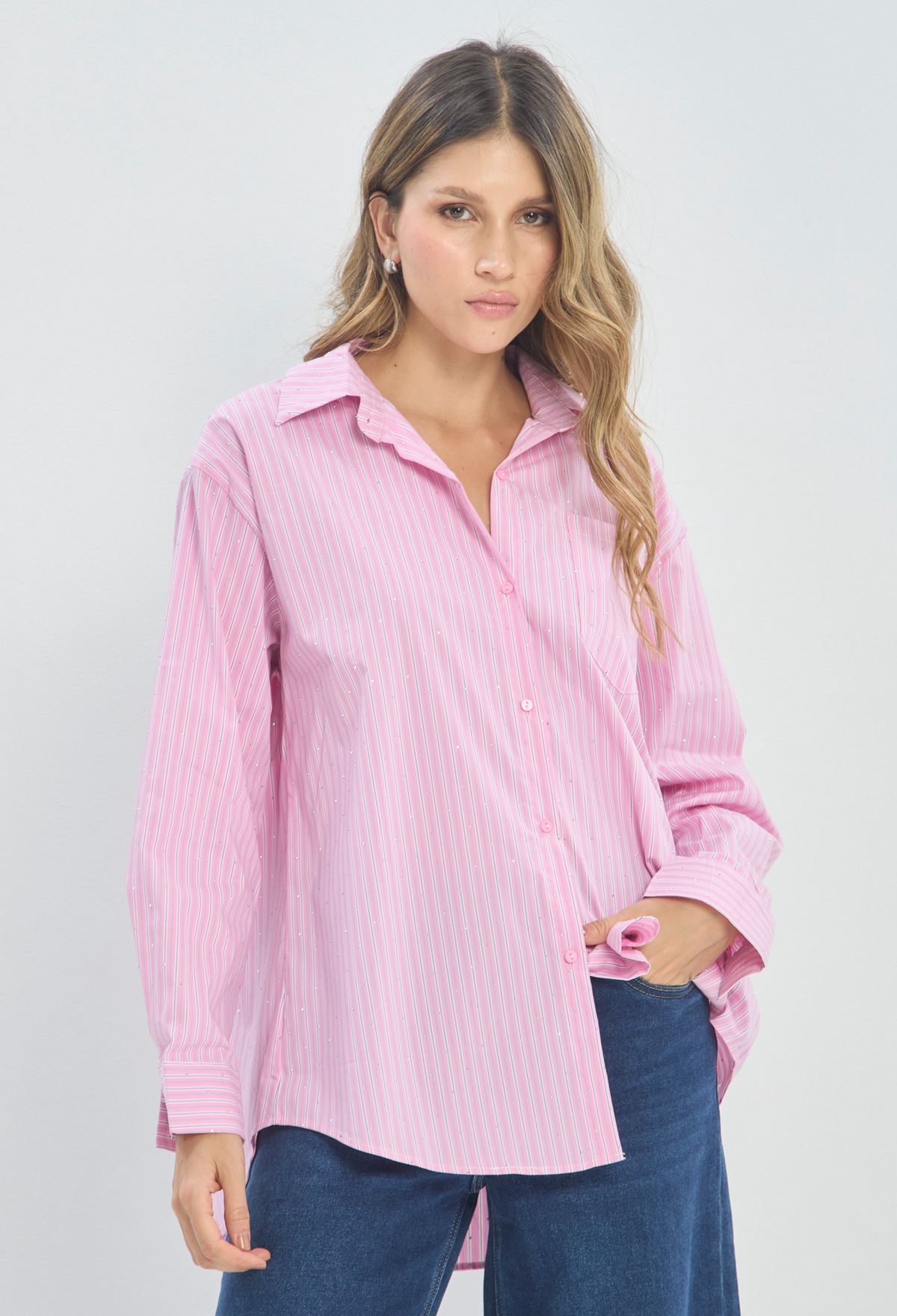 Blusa Manga Larga Rayas con Brillos BYBLA