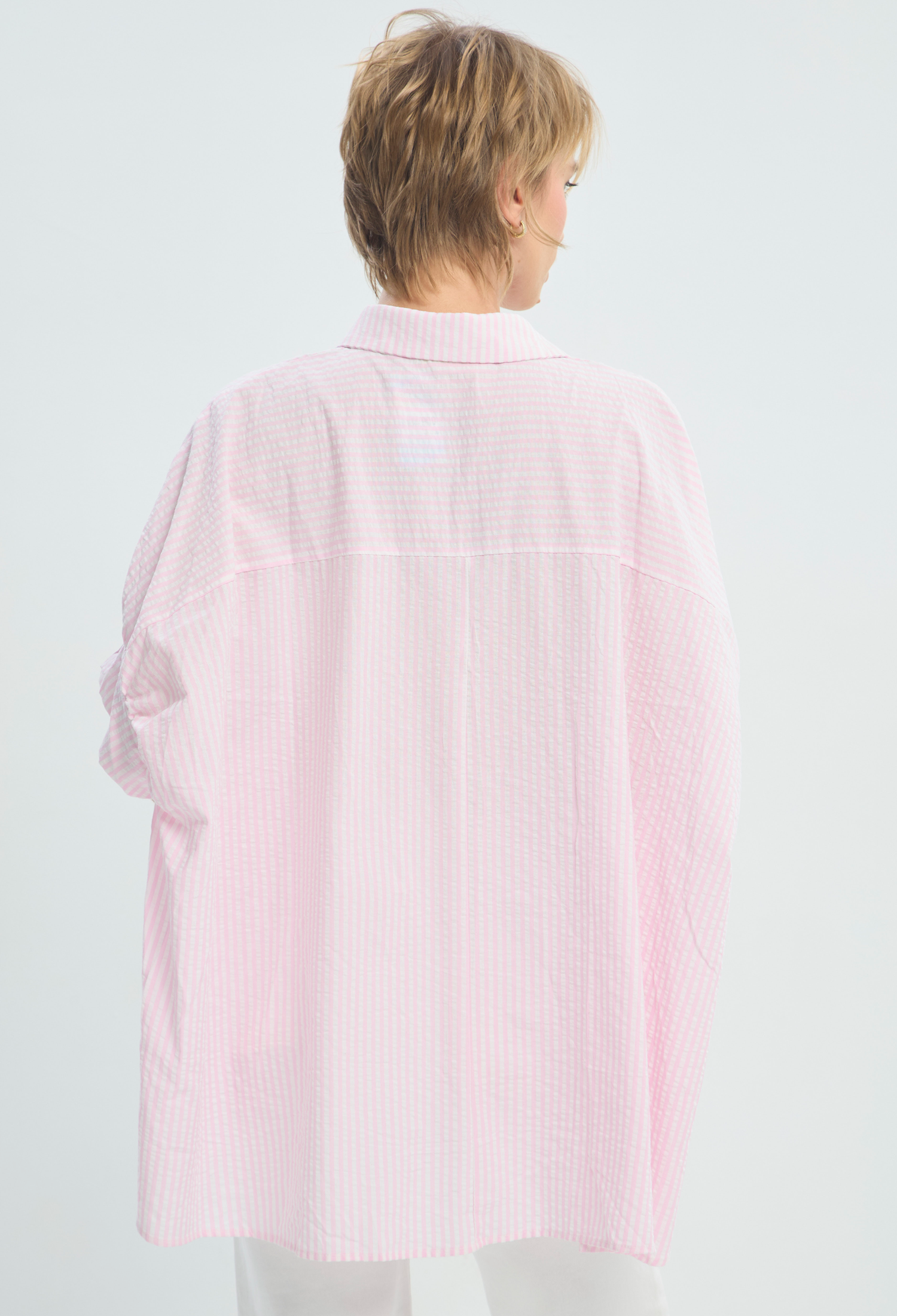 Blusa Manga Corta Rosa a Rayas Bordado Lazos BYBLA - vista 3