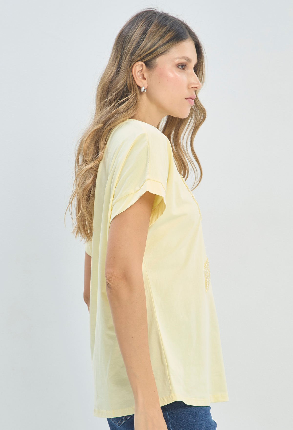Camiseta Amarilla con Moño de Lentejuelas BYBLA - vista 2