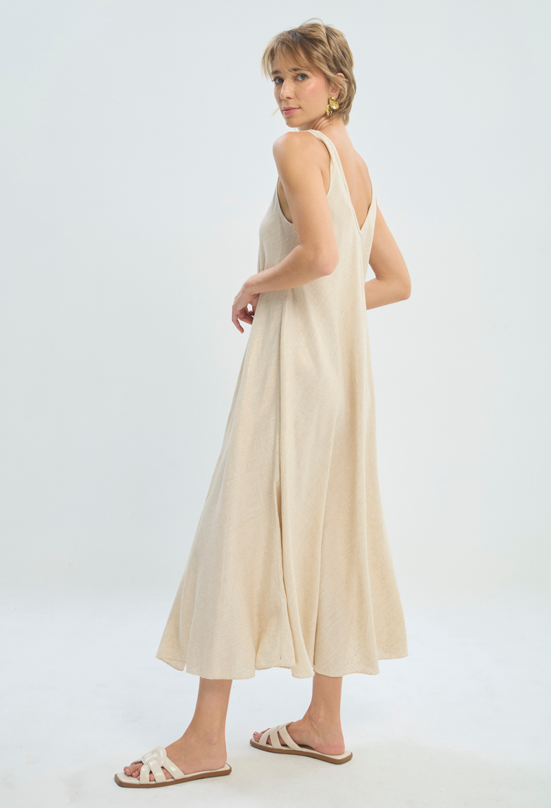 Vestido Largo Dorado Metalizado BYBLA - vista 2