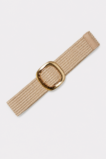 Correa Trenzada Beige Hebilla Dorada