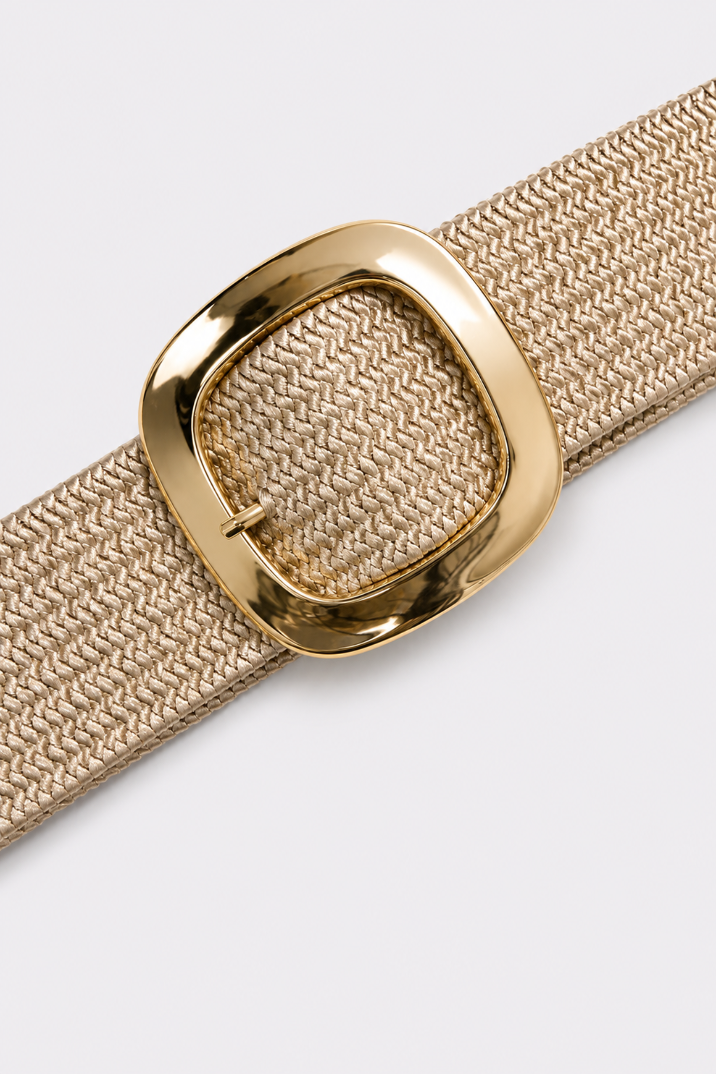 Correa trenzada beige dorado con hebilla cuadrada dorada - vista 2