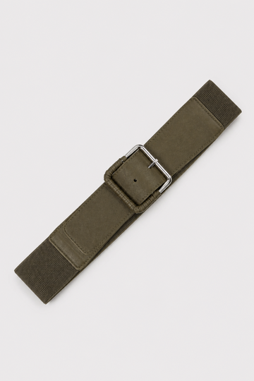 Correa Verde Militar Hebilla Plateada