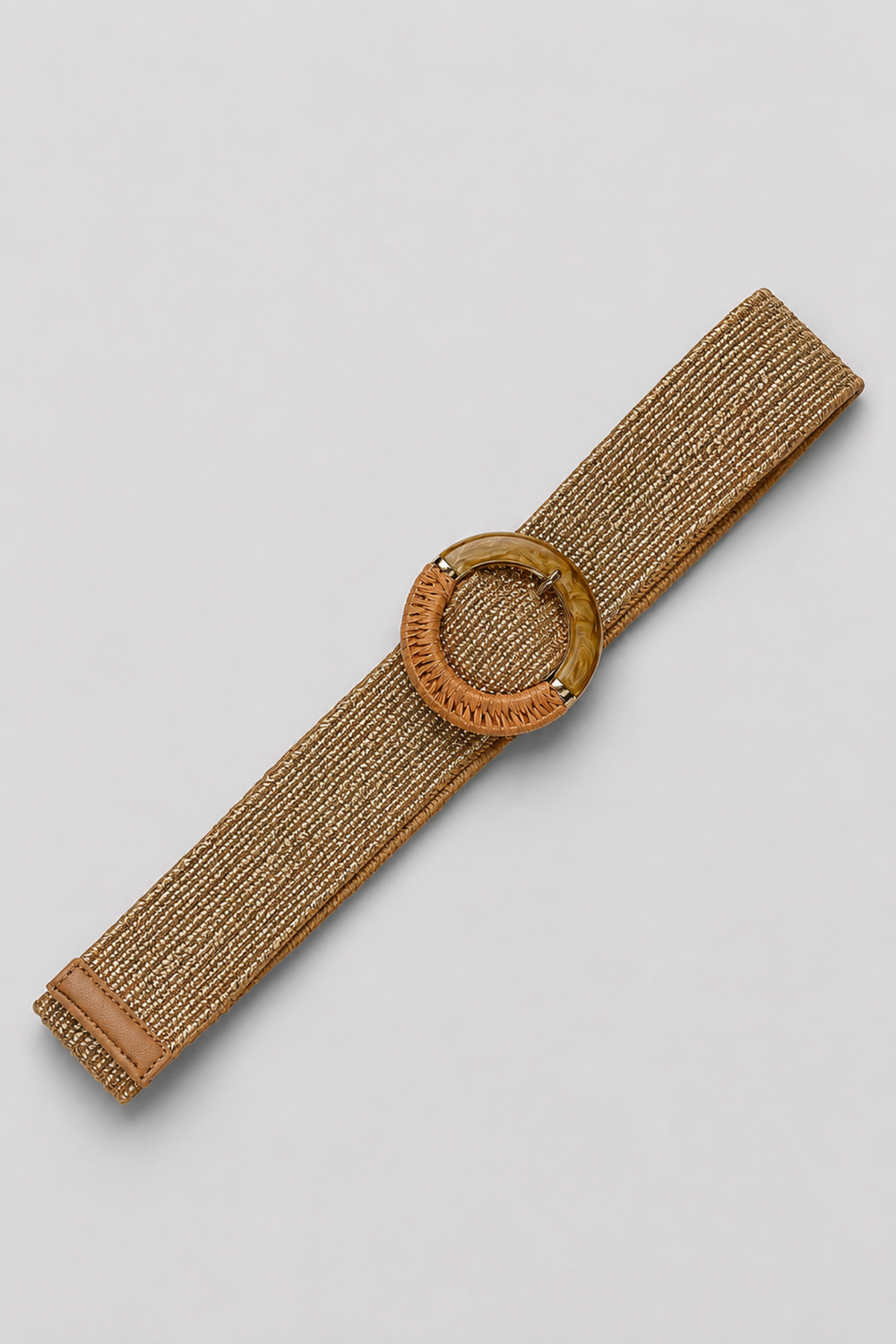 Correa tejida metalizada dorada con argolla en resina veteada - Dorados