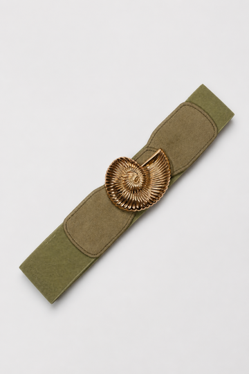 Cinturón Verde Militar Caracola Dorada