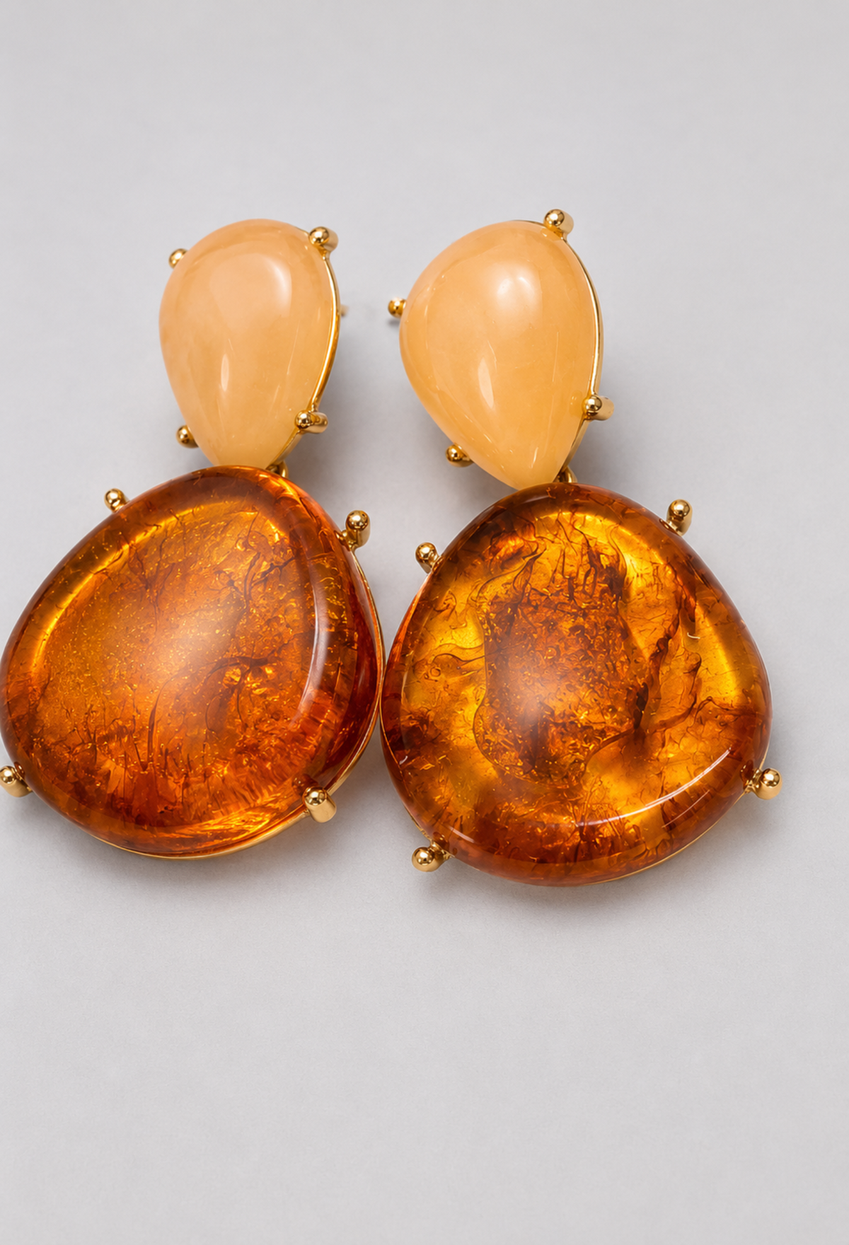 Aretes Colgantes Piedras Ámbar y Durazno BYBLA - vista 2