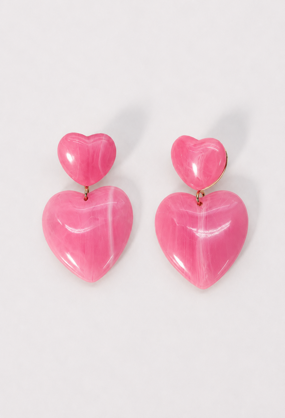 Aretes Doble Corazón Rosa BYBLA