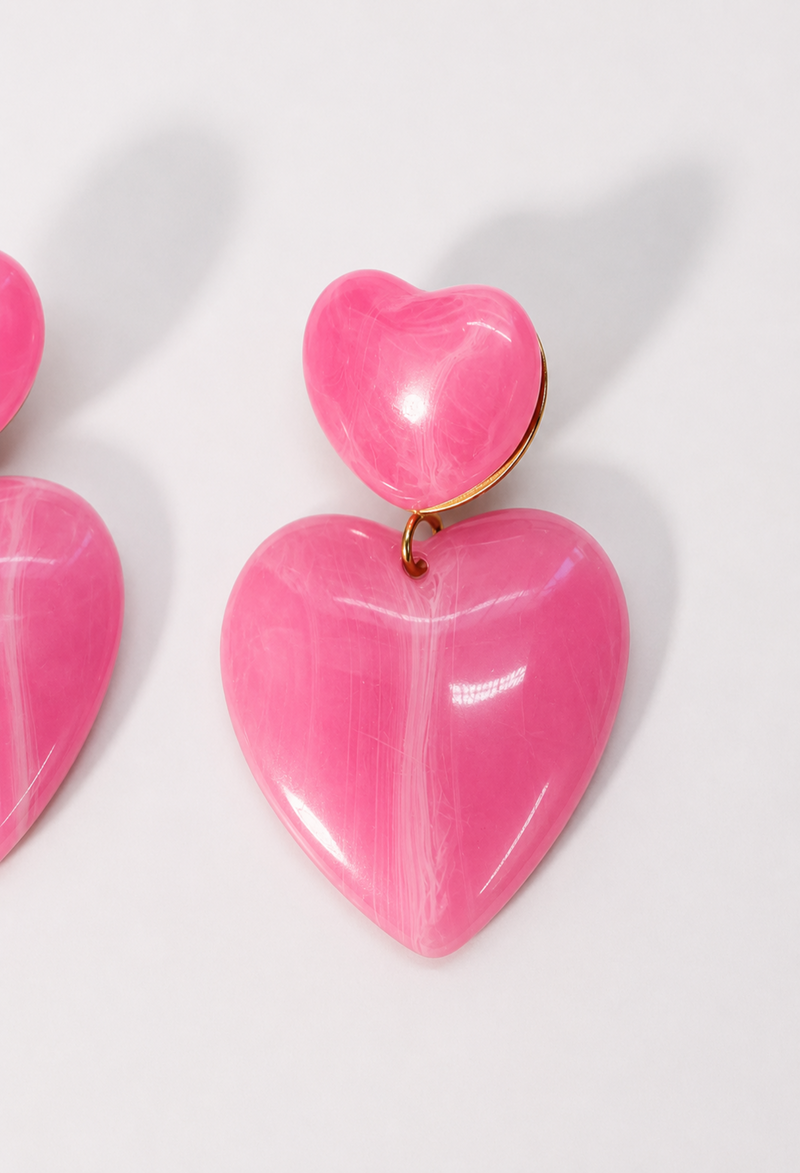 Aretes Doble Corazón Rosa BYBLA - vista 2