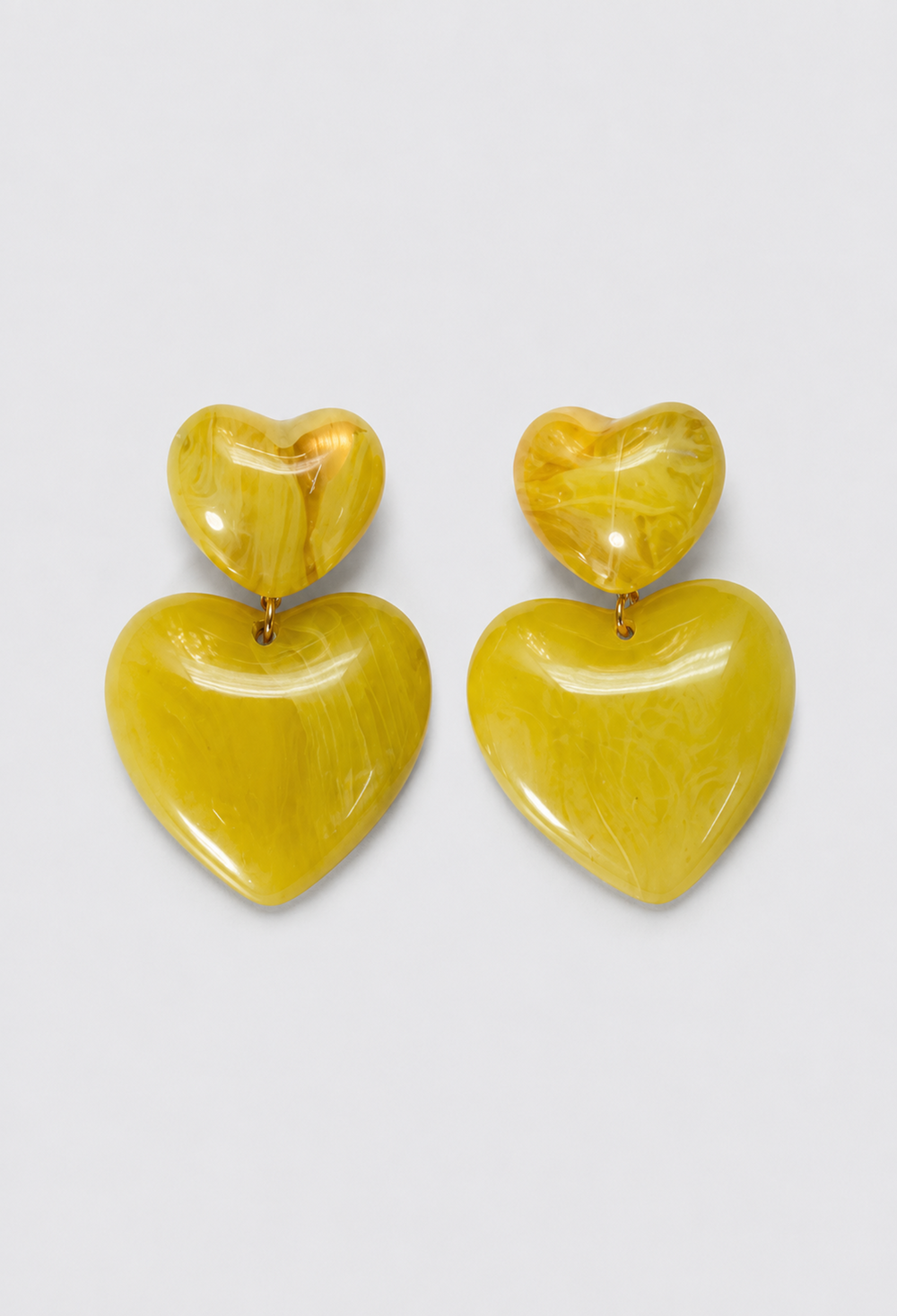 Aretes Doble Corazón Verde Limón BYBLA