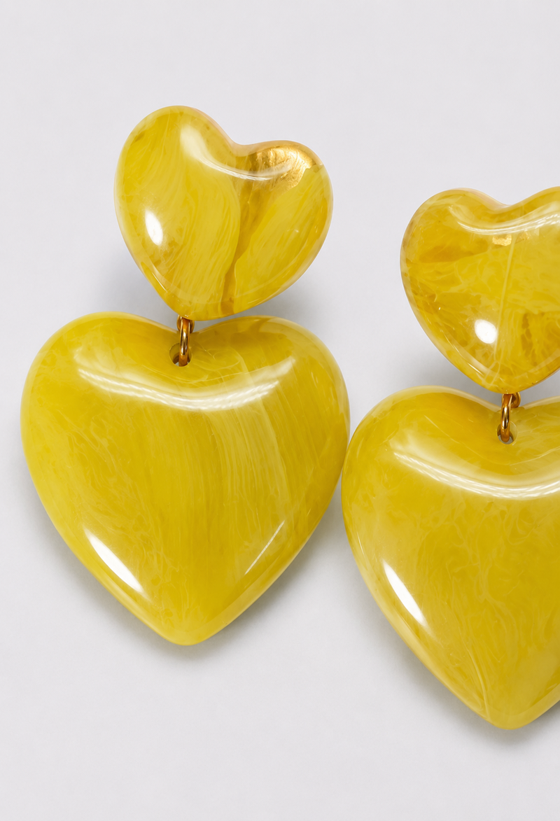 Aretes Doble Corazón Verde Limón BYBLA - vista 2