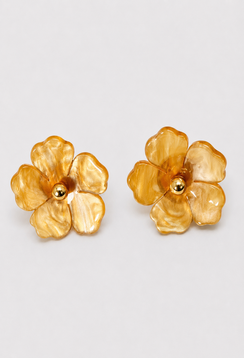 Aretes Topo Flor Nacarada Miel BYBLA - vista 2