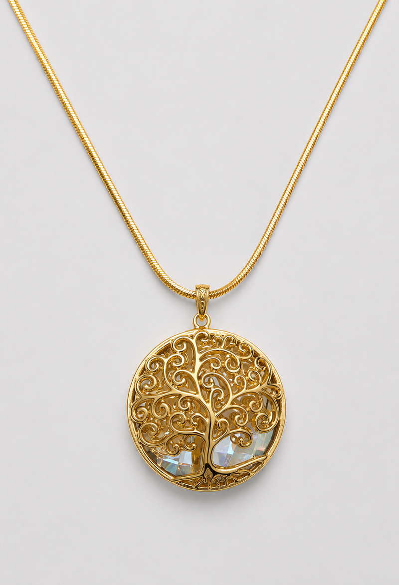 Collar dorado con medallón de filigrana y árbol de la vida - vista 2