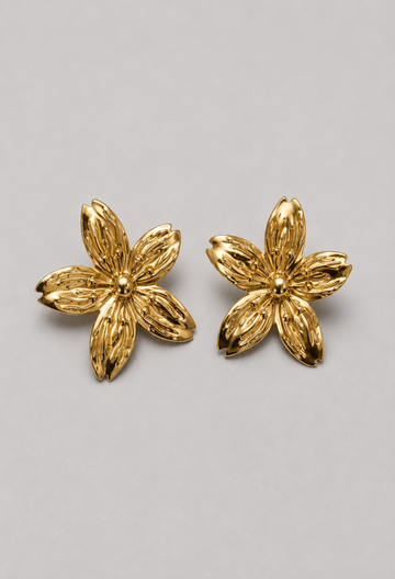 Aretes Topo Flor Dorada