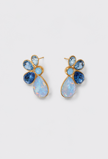 Aretes Cristales Azul Gota Opalescente