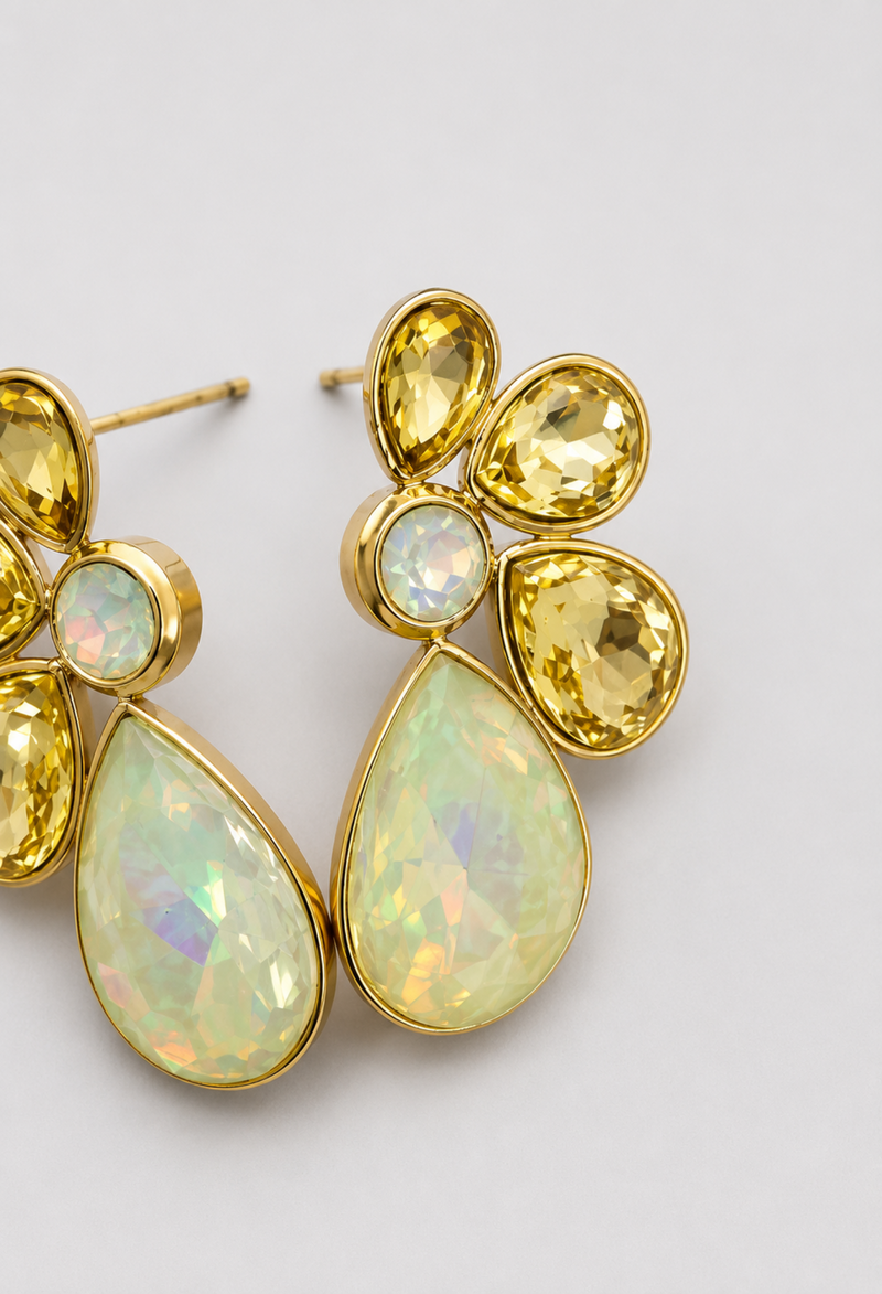Aretes de cristales amarillos con gota opalescente BYBLA - vista 2