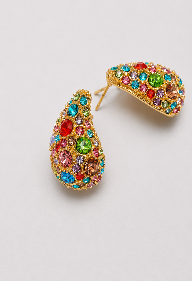 Aretes gota con pavé de cristales multicolor BYBLA - vista 2