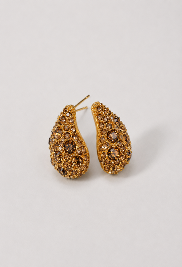 Aretes Gota Pavé Café Ámbar
