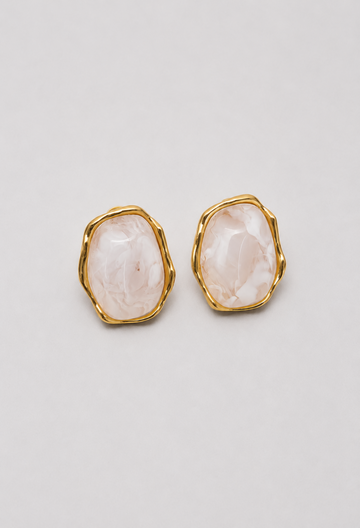 Aretes Piedra Orgánica Blanco Nácar