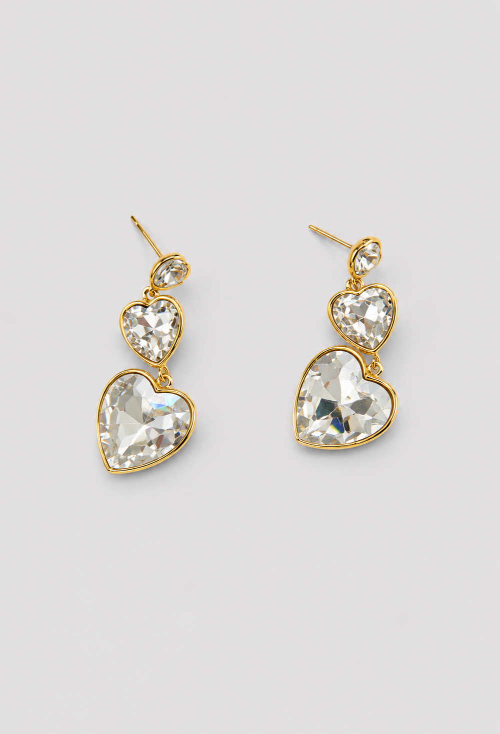 Aretes Corazones de Cristal Transparentes BYBLA