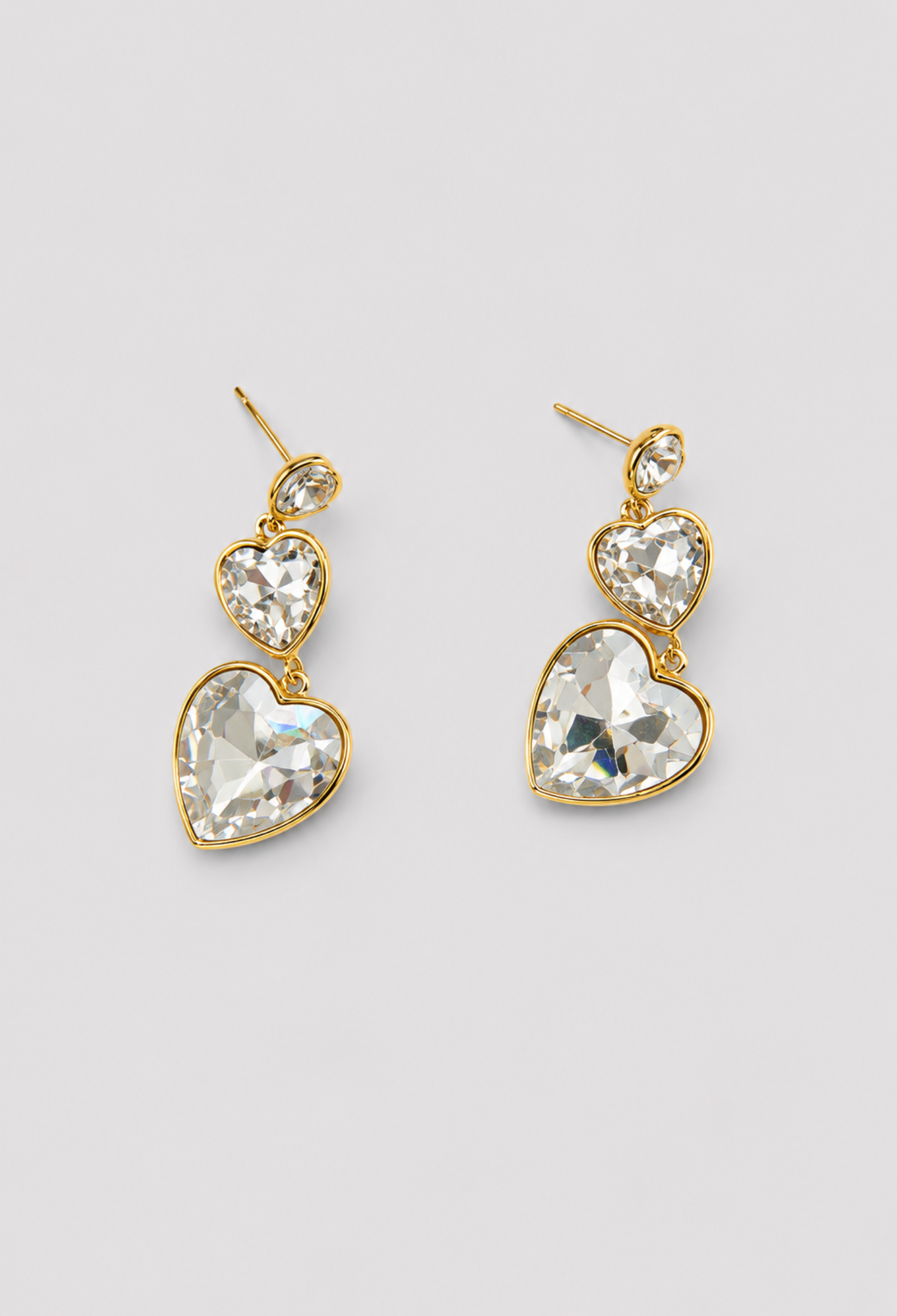 Aretes Corazones de Cristal Transparentes BYBLA